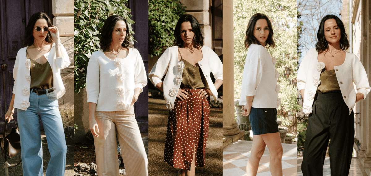 5 looks autour du hack de la Veste Niki : comment porter la veste boutonnée fleurie - Maison Fauve