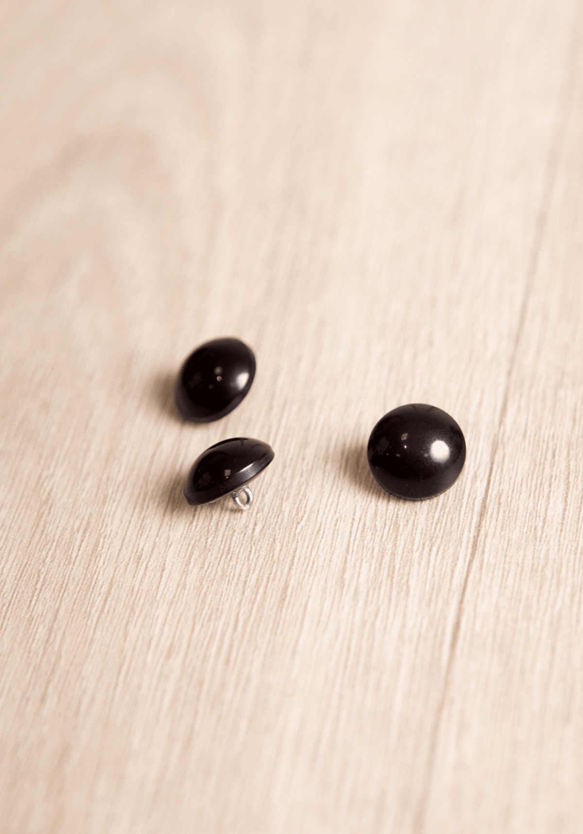 Bouton Pop Noir brillant 12 et 15 mm - Maison Fauve