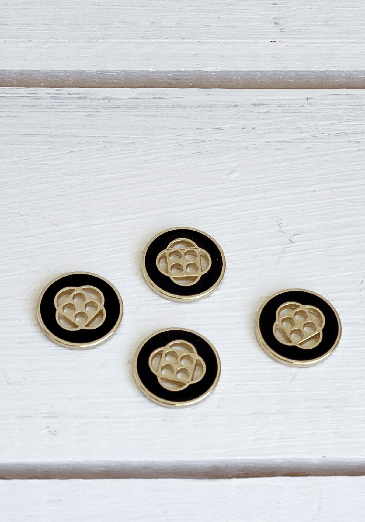 Bouton Poppy Noir Doré 15 mm ou 18mm - Maison Fauve