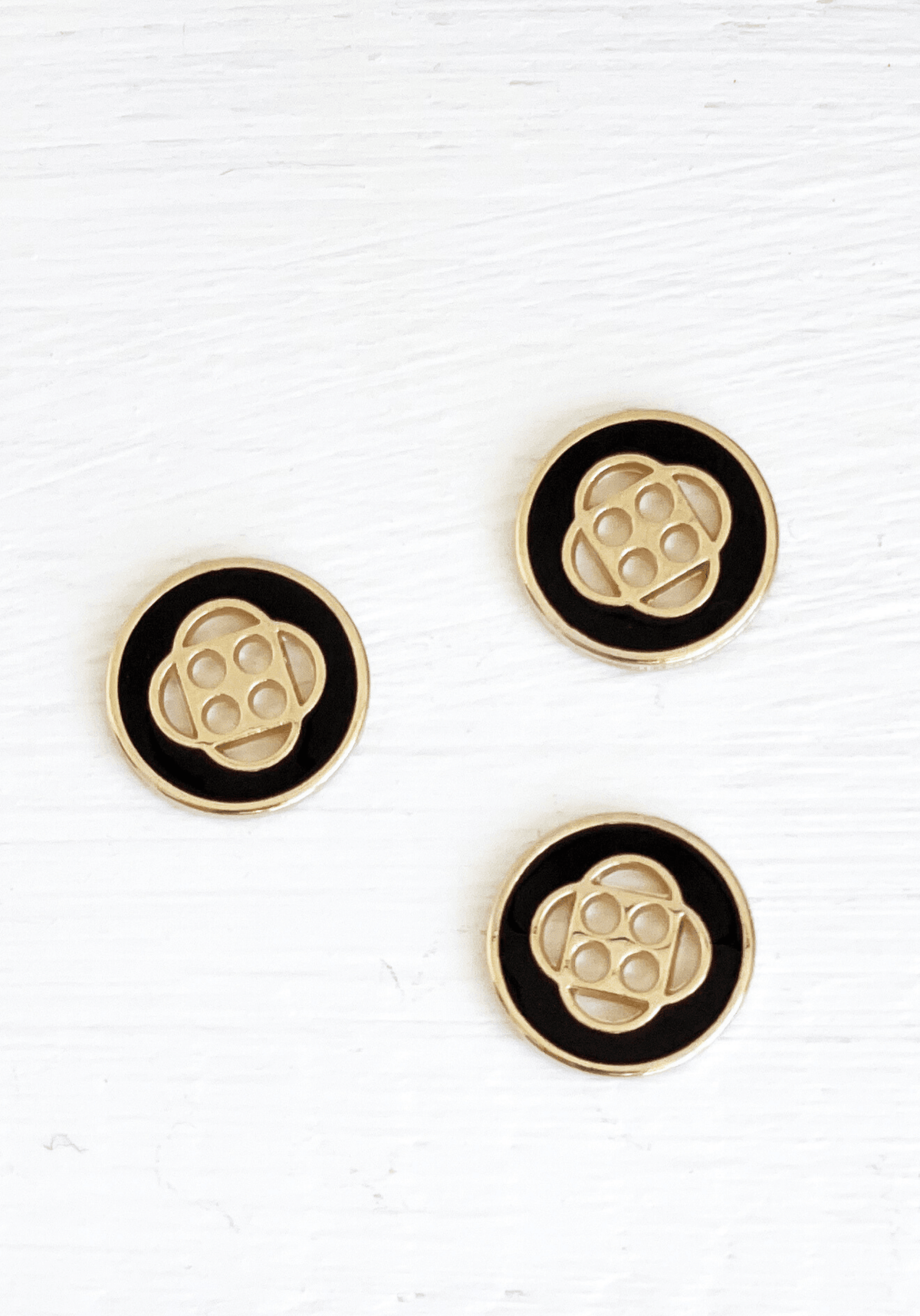 Bouton Poppy Noir Doré 15 mm ou 18mm - Maison Fauve
