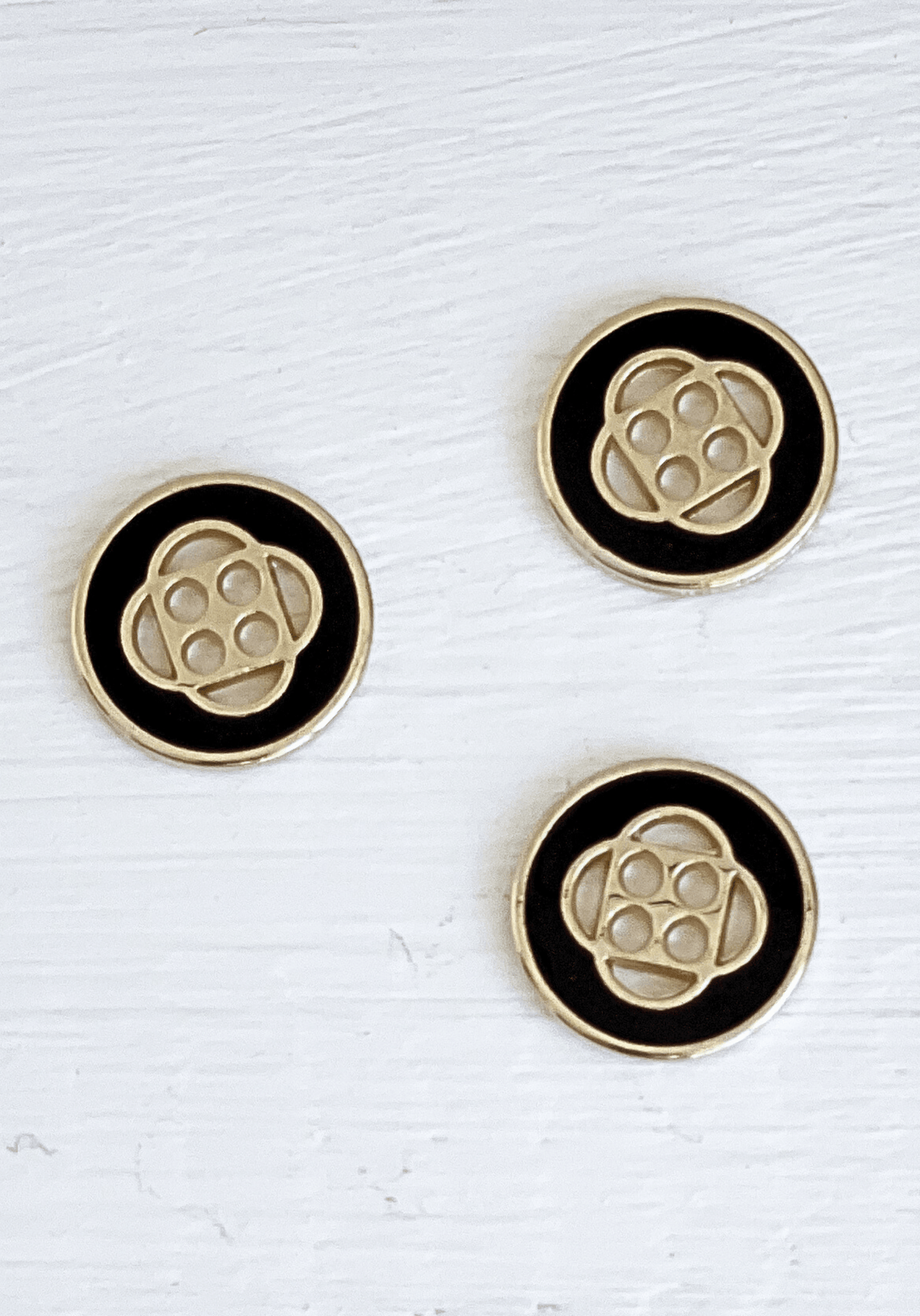 Bouton Poppy Noir Doré 15 mm ou 18mm - Maison Fauve