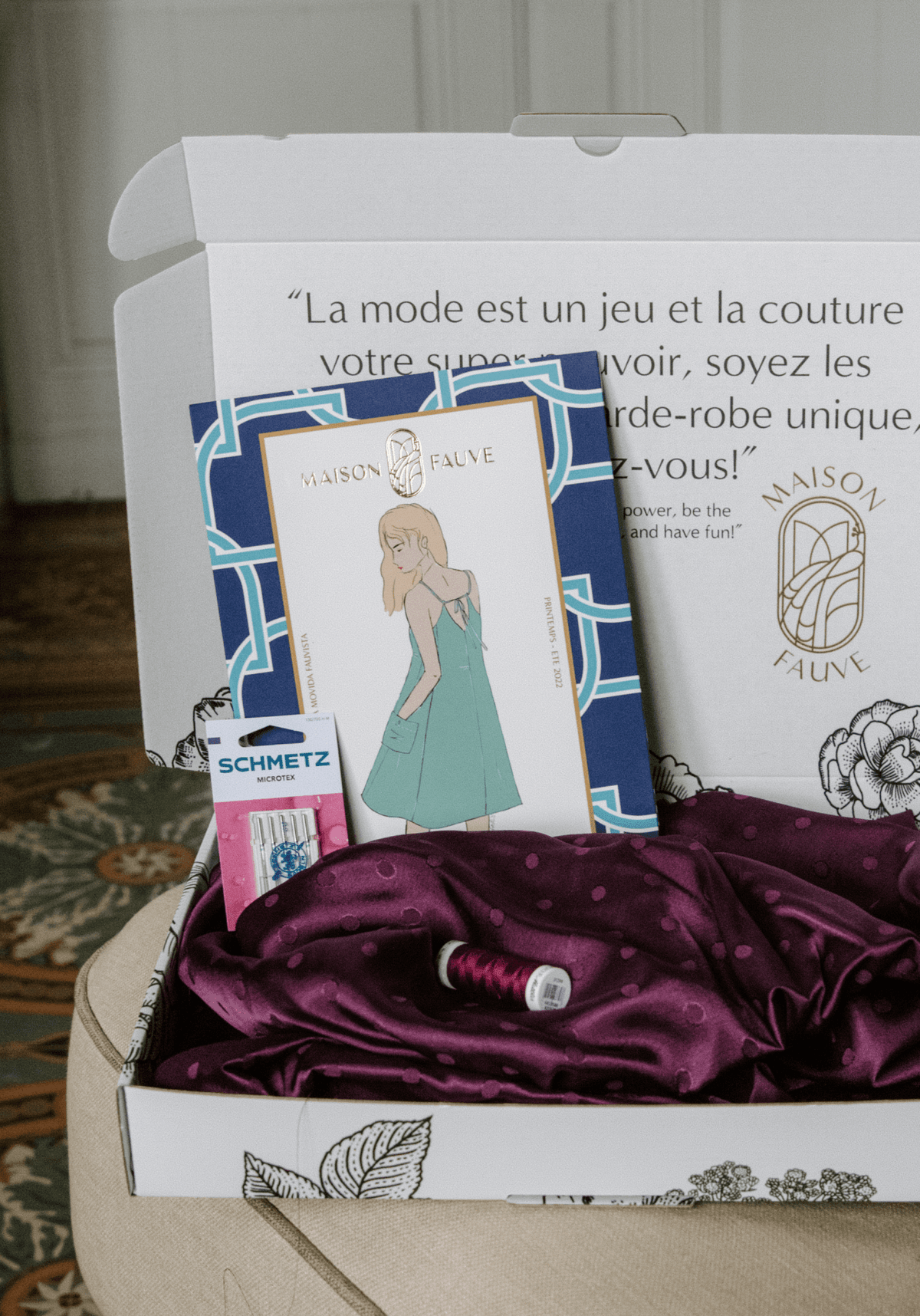 Box couture nuisette Saint - Valentin - Patron Paola et Jacquard Lucente - Maison Fauve