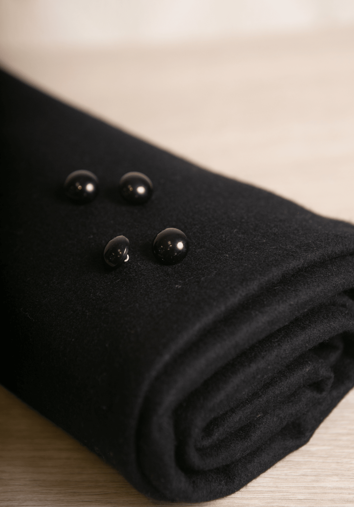 COUPON 170 cm - Lainage Flanelle manteau – 100% Laine - Noir - Maison Fauve