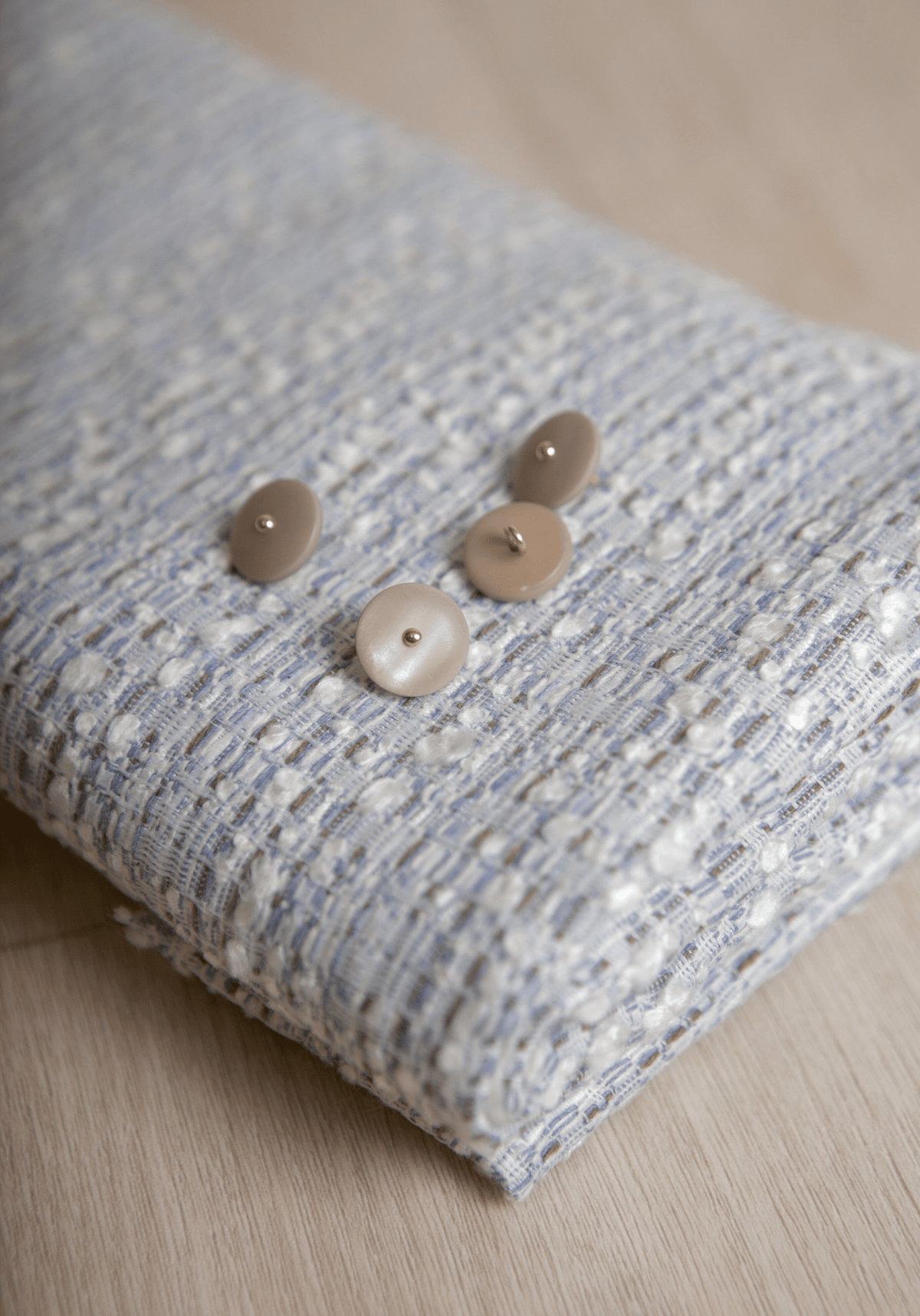 COUPONS - Tissu tweed léger - Bleu - Maison Fauve