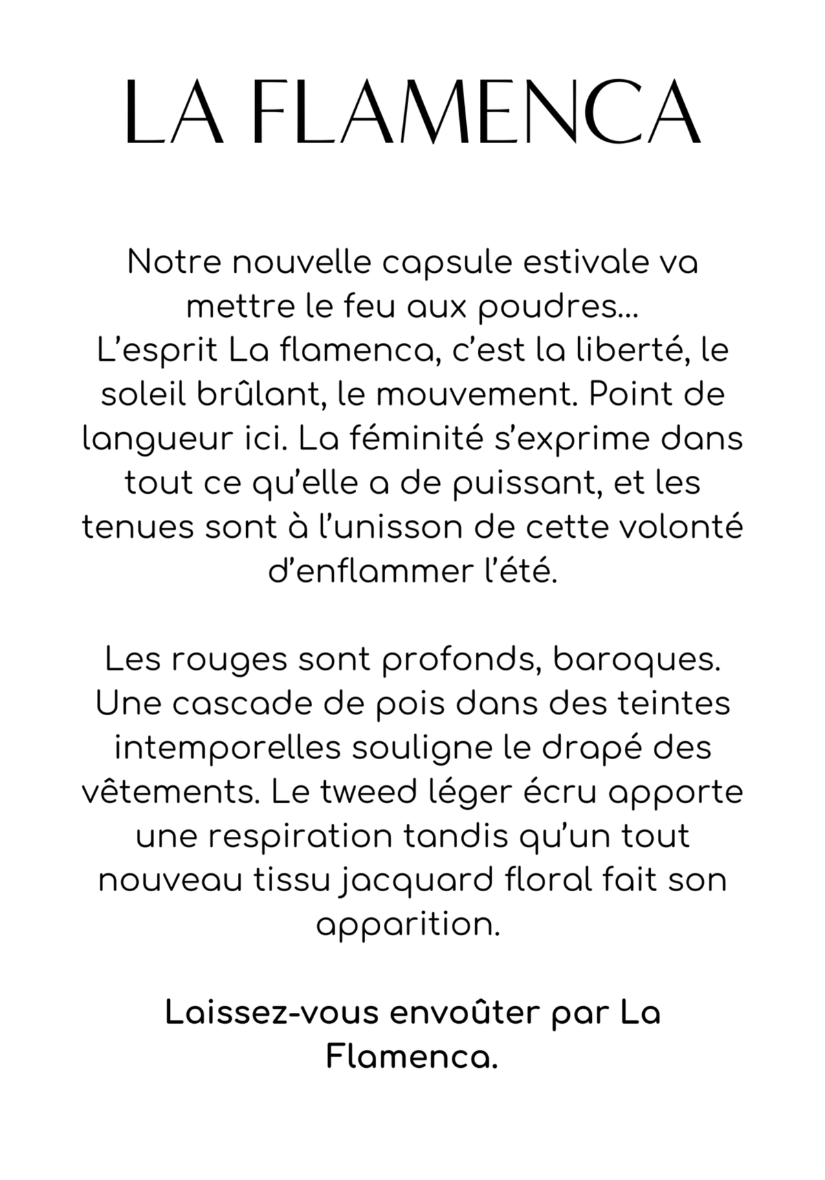 Le Lookbook de la capsule LA FLAMENCA - Maison Fauve