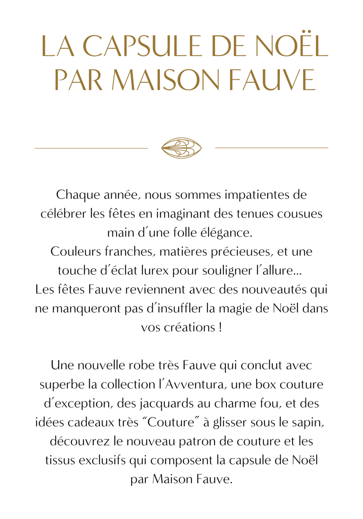 Le Lookbook de la capsule LES FÊTES FAUVE - Maison Fauve