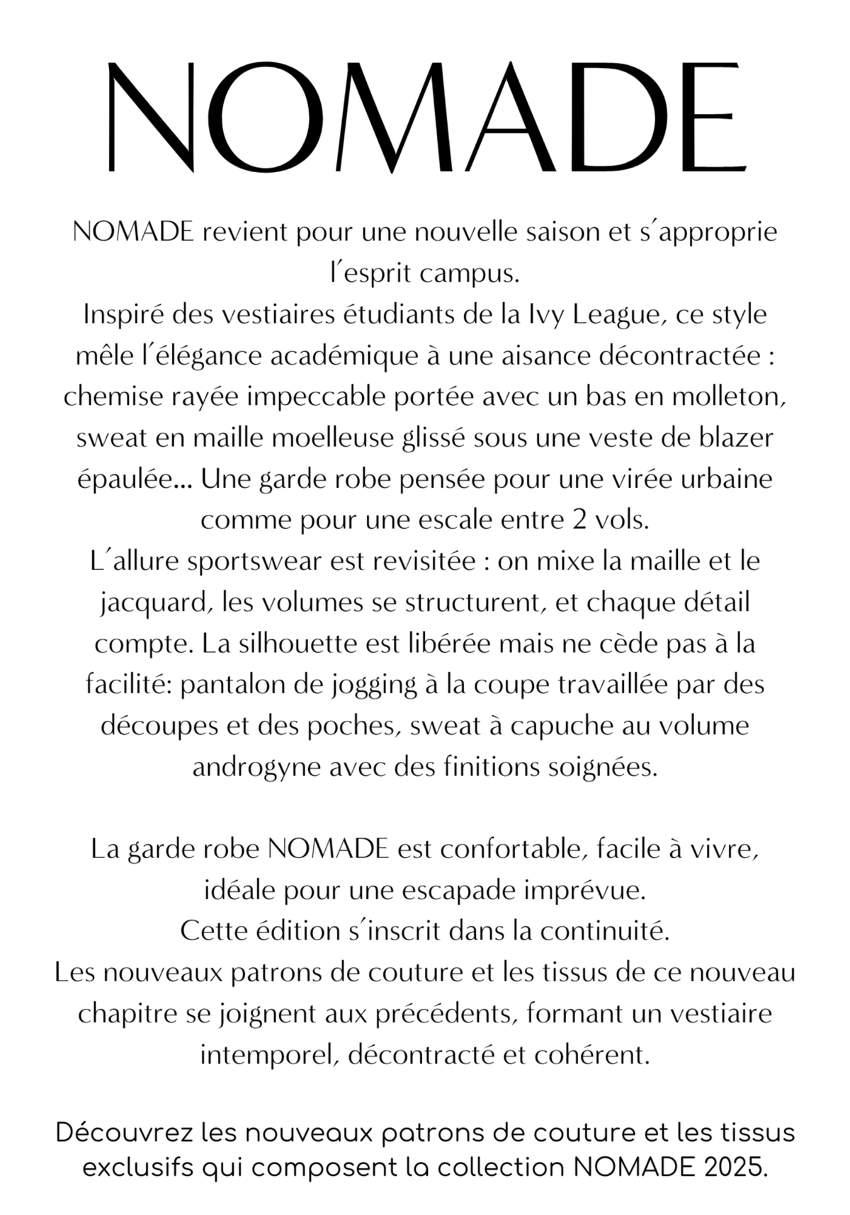 Le Lookbook de la capsule NOMADE 2025 - Maison Fauve