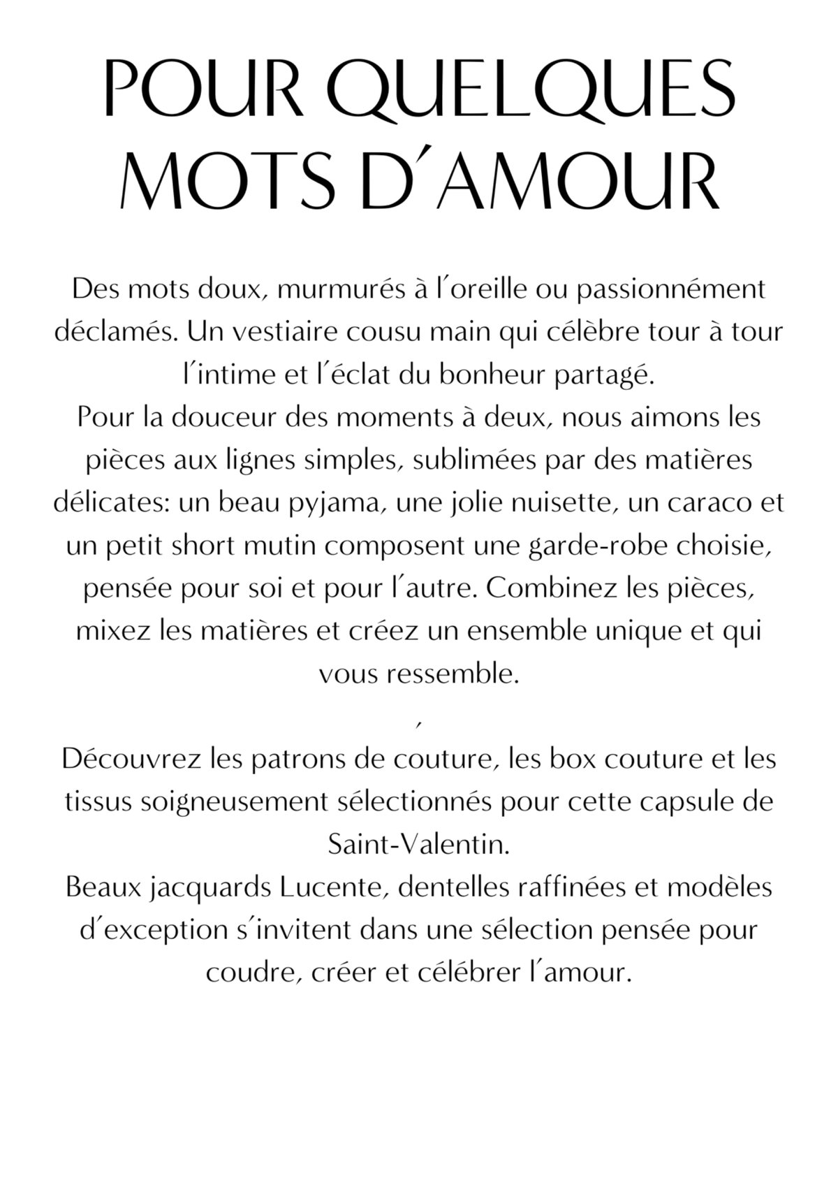 Le Lookbook de la capsule POUR QUELQUES MOTS D'AMOUR - Maison Fauve