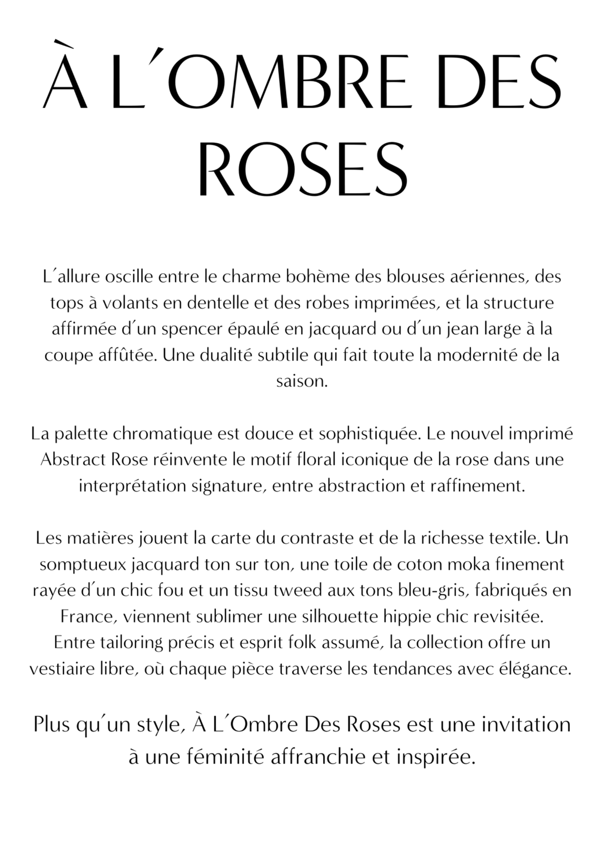 Le Lookbook de la collection À L'OMBRE DES ROSES - Maison Fauve