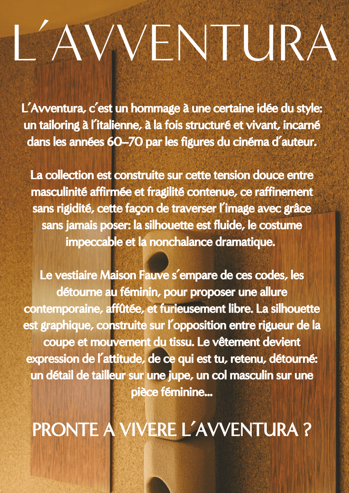 Le Lookbook de la collection L'AVVENTURA - Maison Fauve