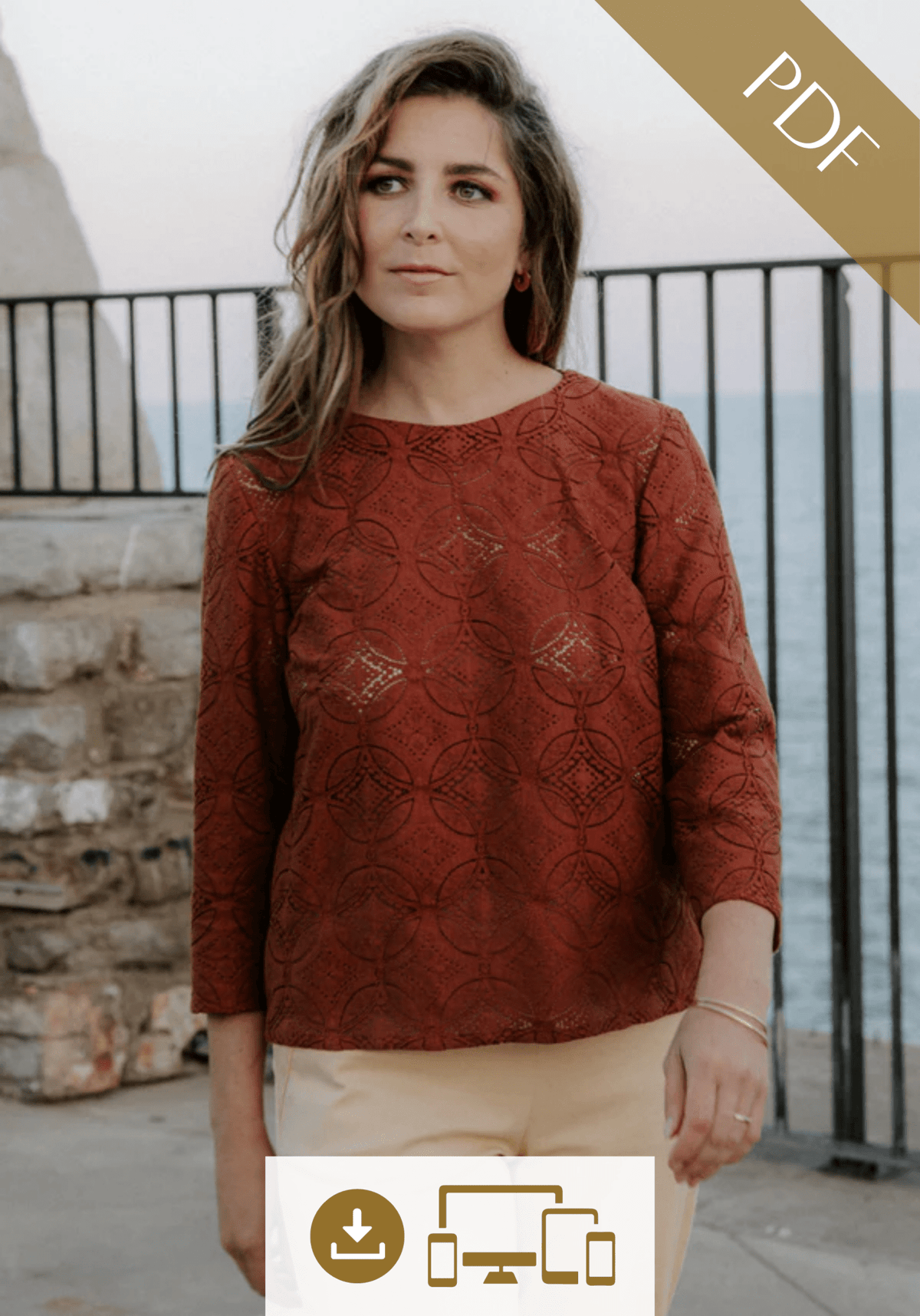 Patron couture blouse Violette / PDF (A4, A3, A0, US Letter) – Tailles 34 à 56 – Cadres, Calques par Taille, Vidéoprojection - Maison Fauve