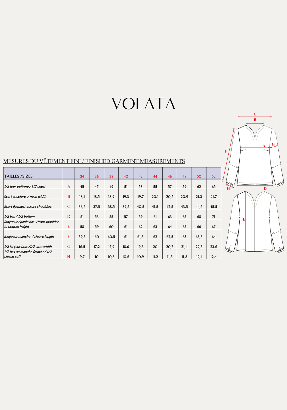 Patron couture blouse Volata - Patron pochette - Maison Fauve