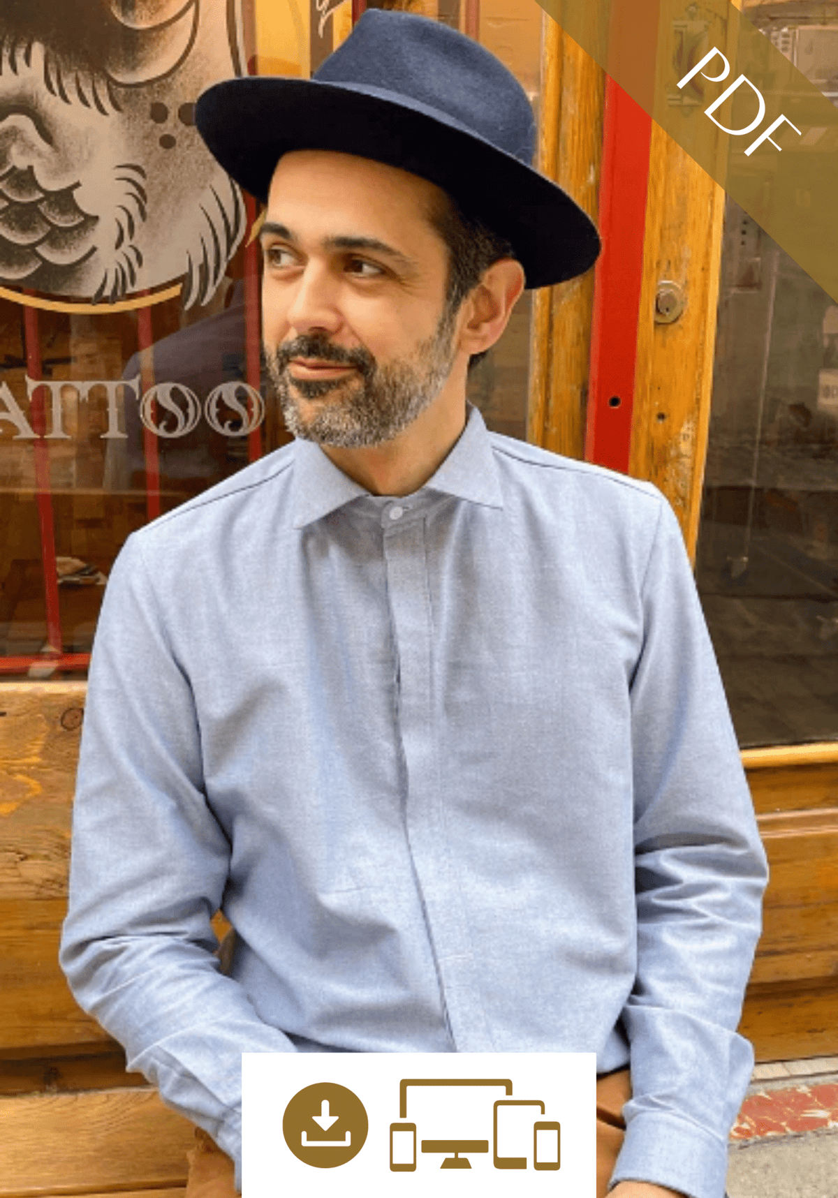 Patron couture chemise homme Sparrow / PDF (A4, A3, A0, US Letter) - Cadres, Calques par Taille, Vidéoprojection - Maison Fauve