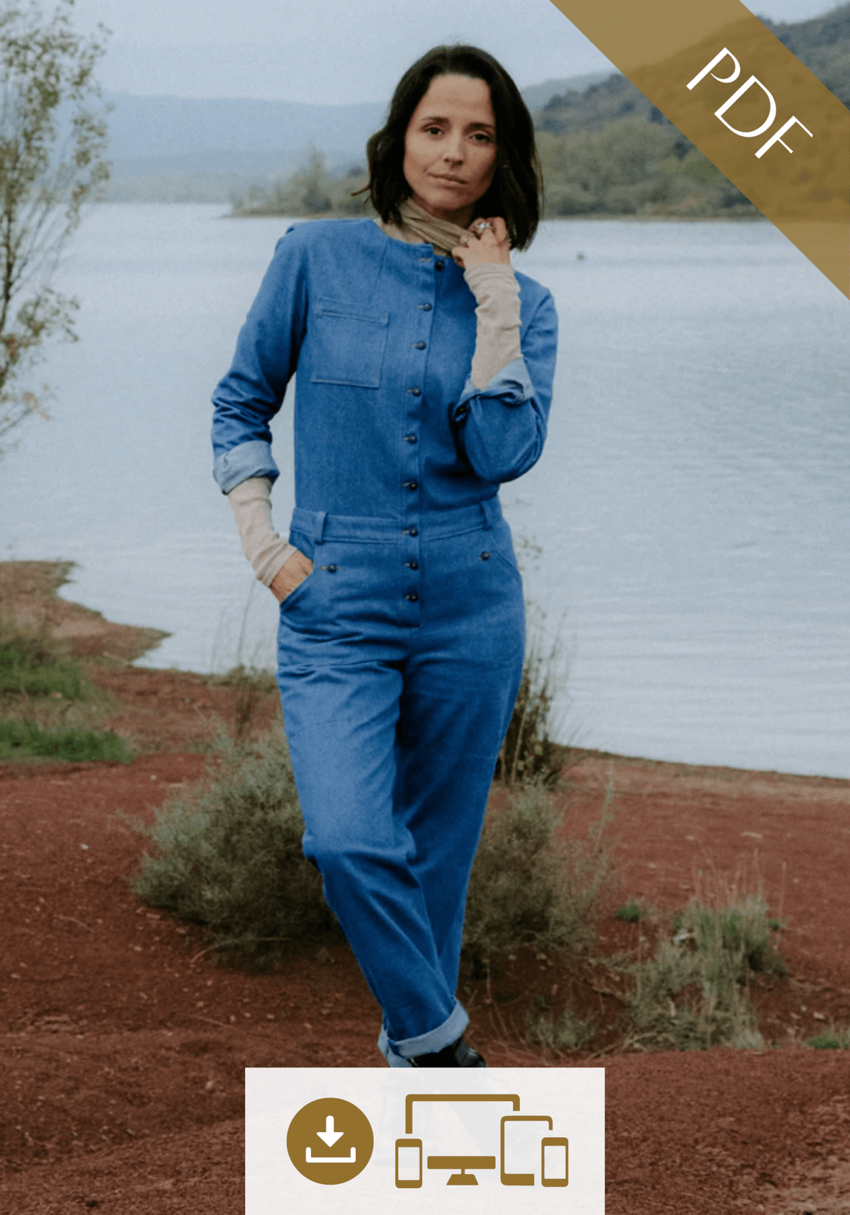 Patron couture combipantalon, robe Vipère / PDF (A4, A3, A0, US Letter) - Cadres, Calques par Taille, Vidéoprojection - Maison Fauve