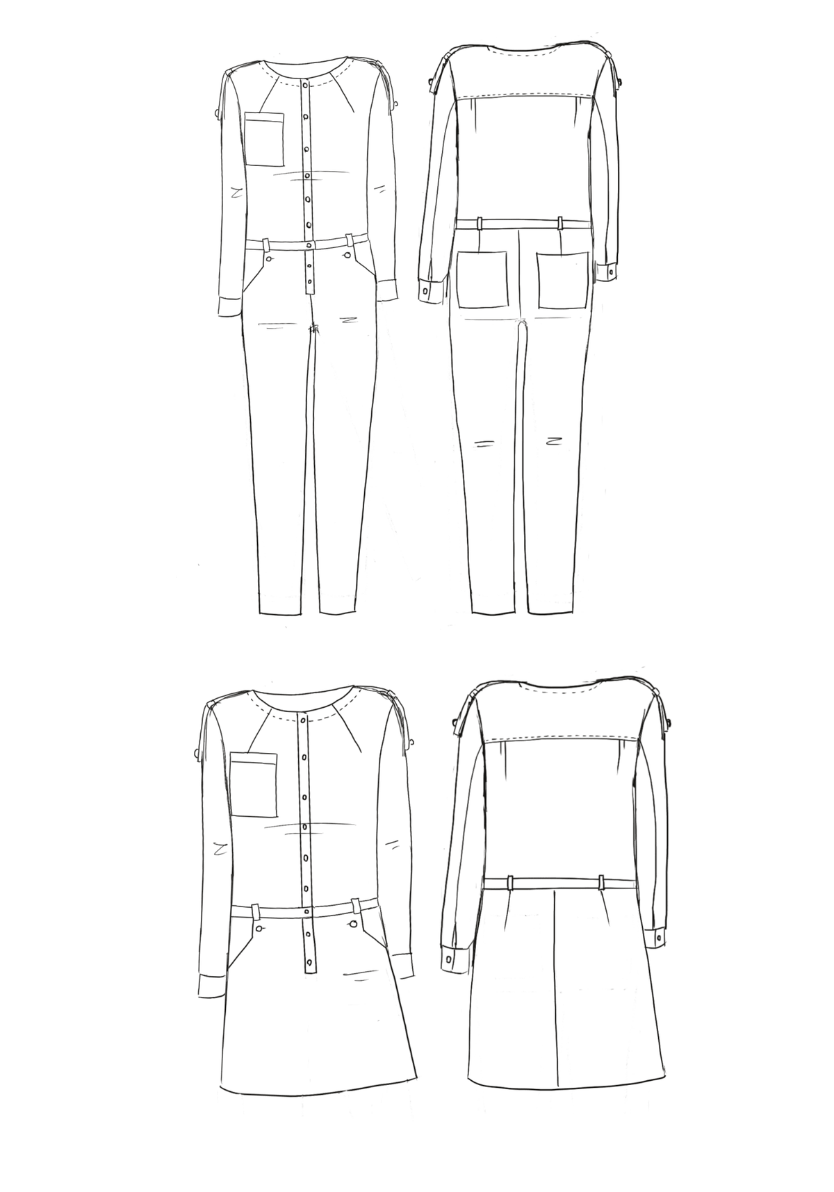 Patron couture combipantalon, robe Vipère / PDF (A4, A3, A0, US Letter) - Cadres, Calques par Taille, Vidéoprojection - Maison Fauve