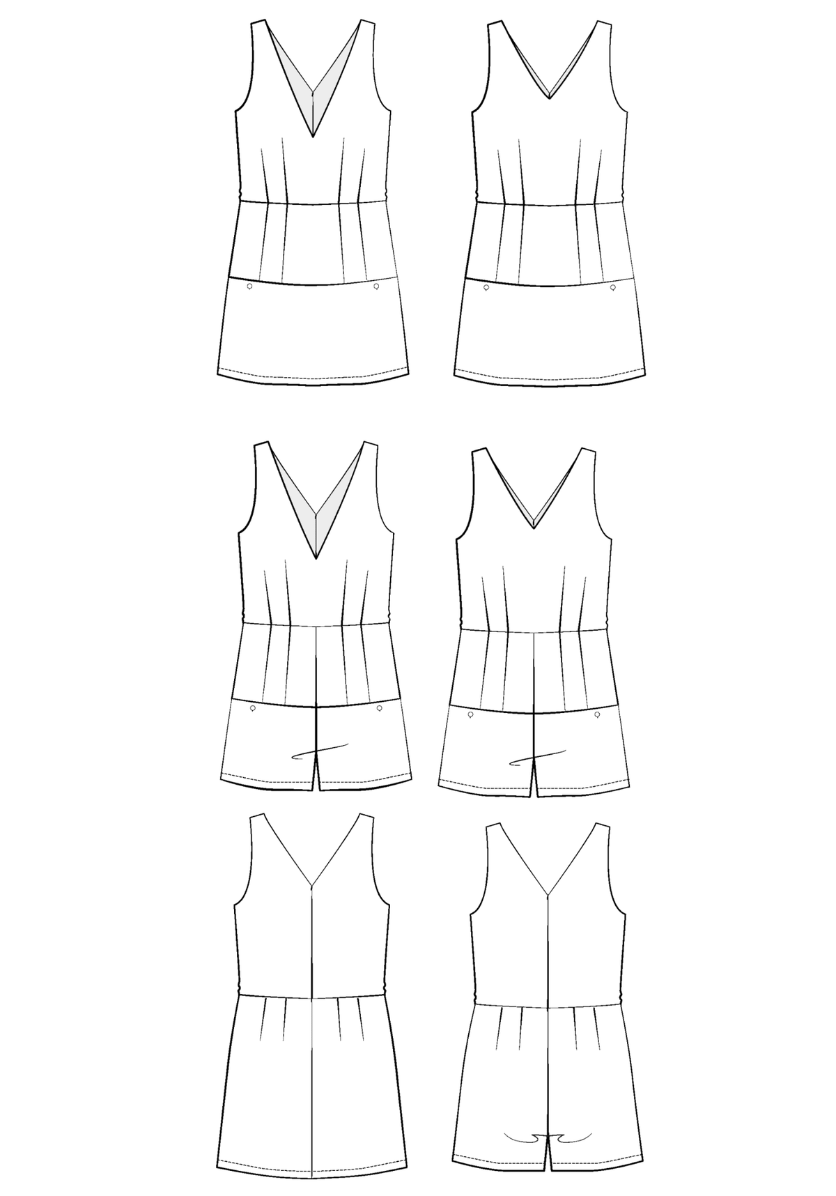 Patron couture combishort, robe Cosmopolitan / PDF (A4, A3, A0, US Letter) - Cadres, Calques par Taille, Vidéoprojection - Maison Fauve