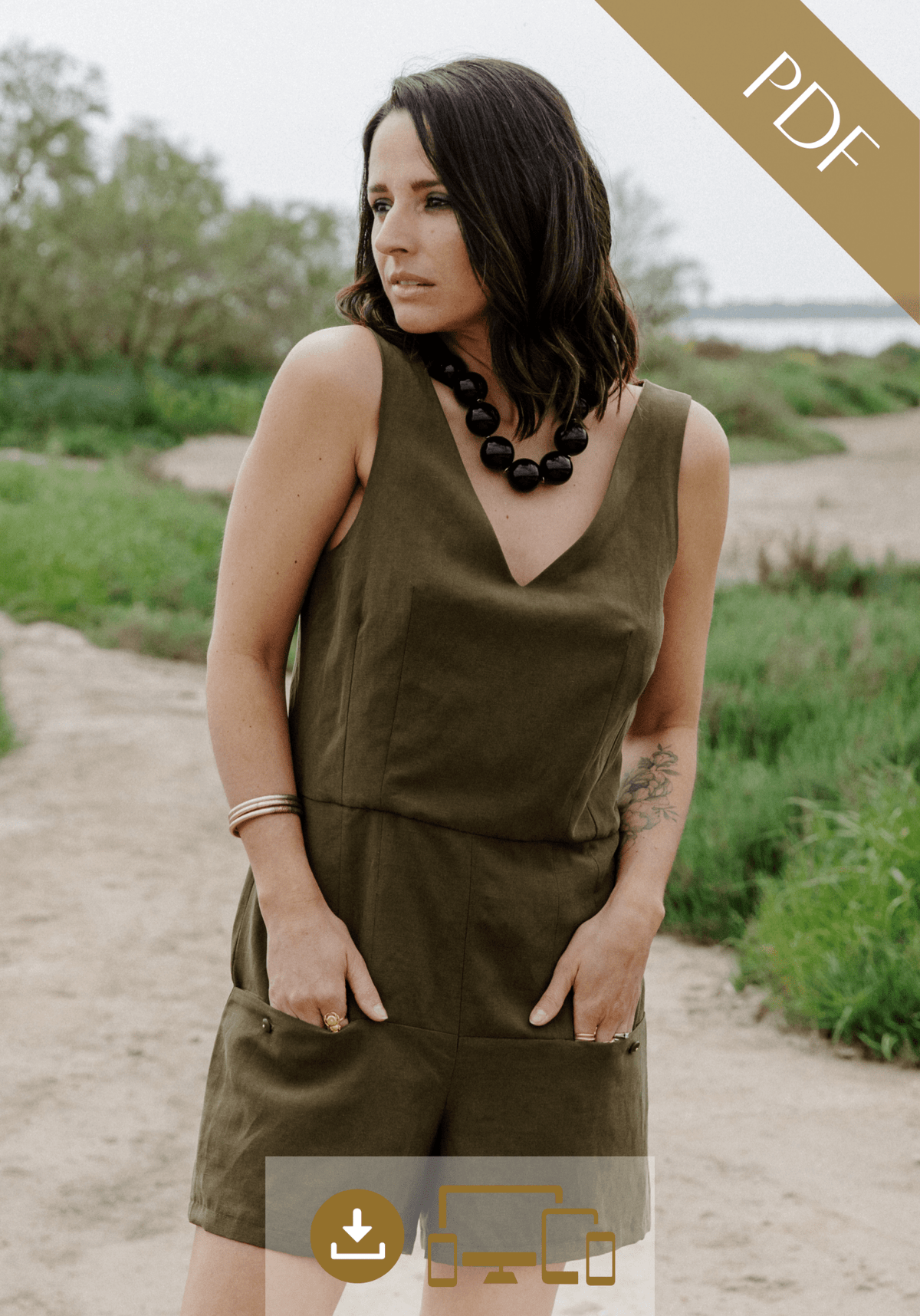 Patron couture combishort, robe Cosmopolitan / PDF (A4, A3, A0, US Letter) - Cadres, Calques par Taille, Vidéoprojection - Maison Fauve