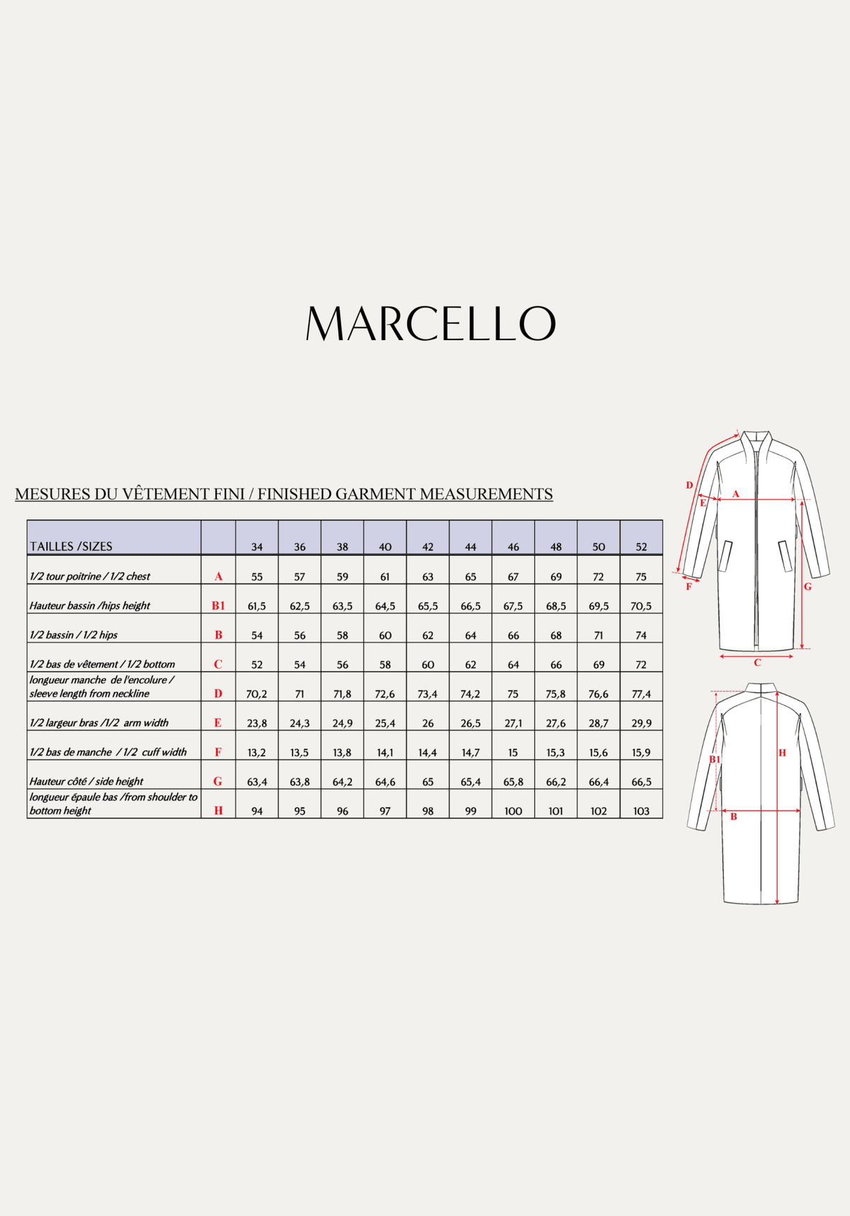 Patron couture manteau Marcello - Patron pochette - Maison Fauve