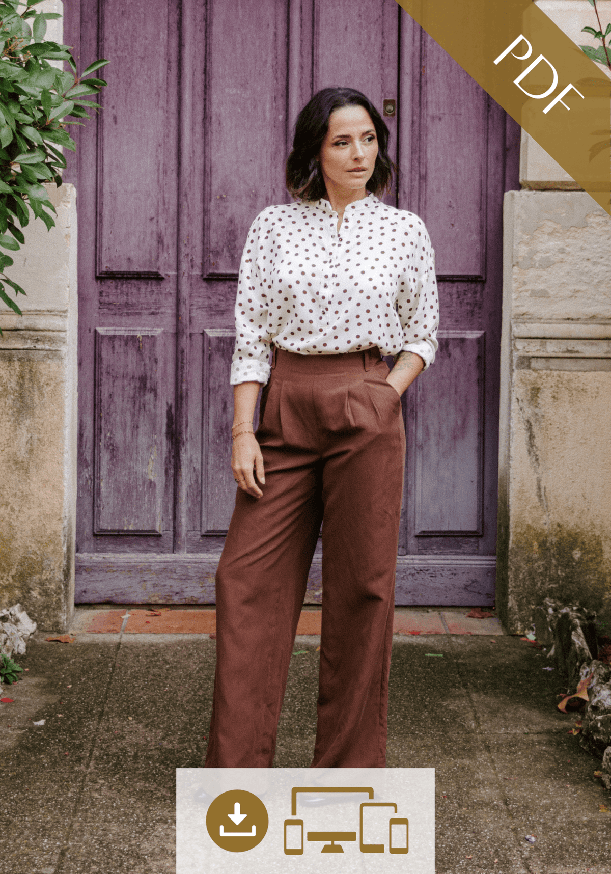 Patron couture pantalon Brooklyn / PDF (A4, A3, A0, US Letter) - Cadres, Calques par Taille, Vidéoprojection - Maison Fauve