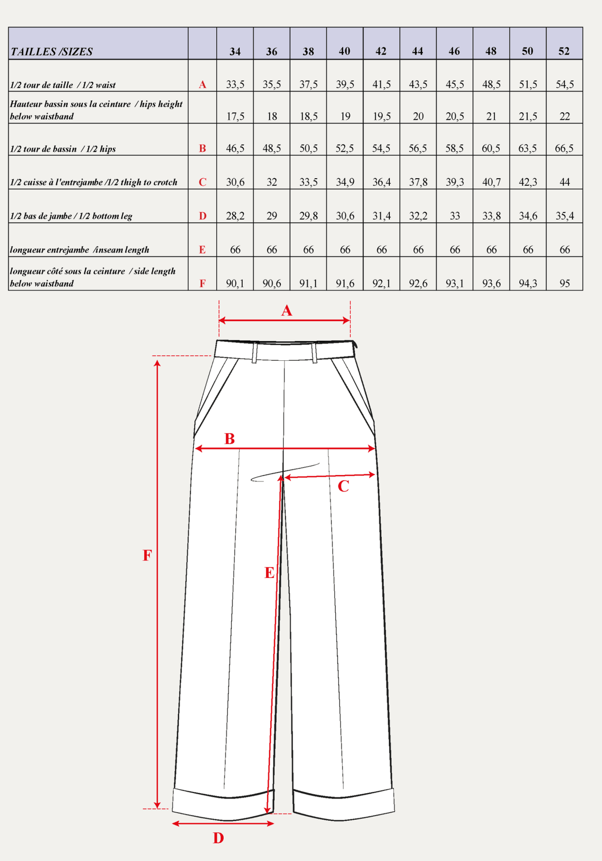 Patron couture pantalon Récif / PDF (A4, A3, A0, US Letter) - Cadres, Calques par Taille, Vidéoprojection - Maison Fauve