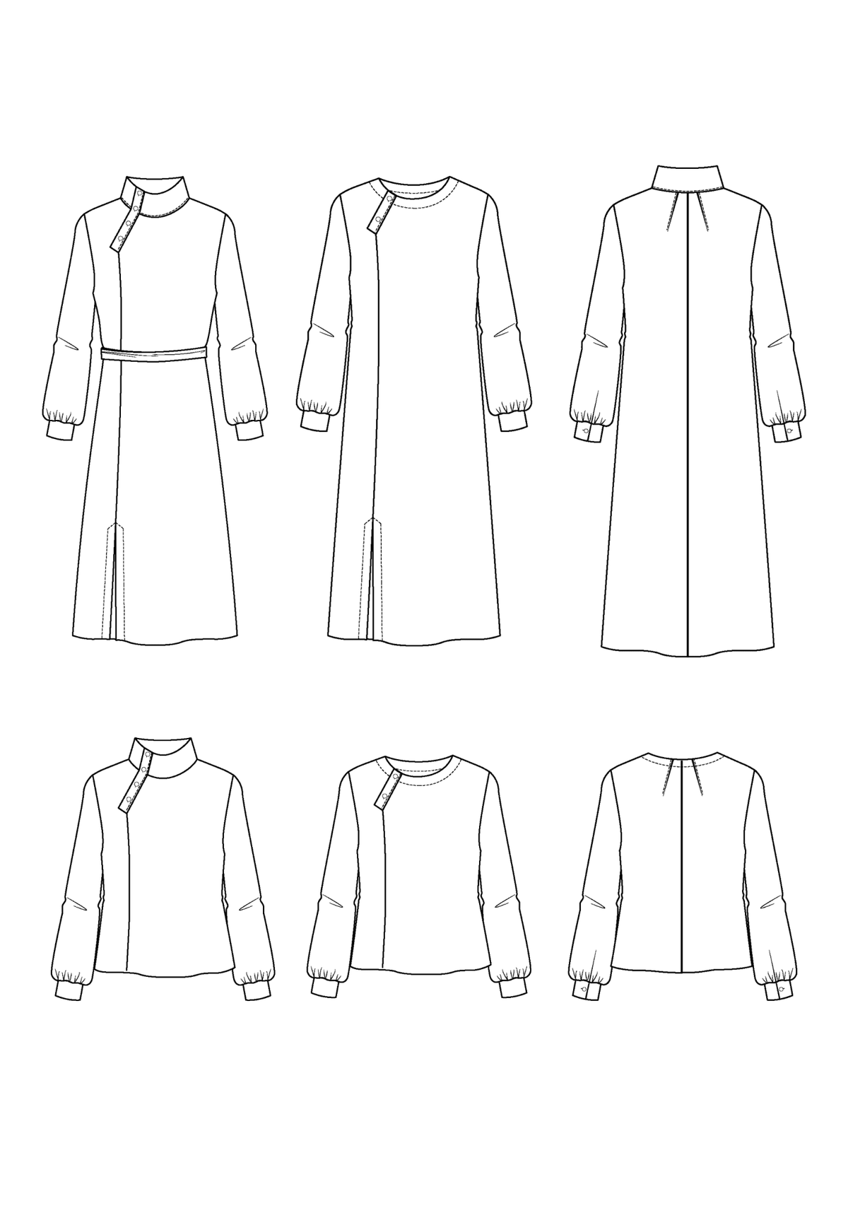 Patron couture robe, blouse Soliflore / PDF (A4, A3, A0, US Letter) - Cadres, Calques par Taille, Vidéoprojection - Maison Fauve