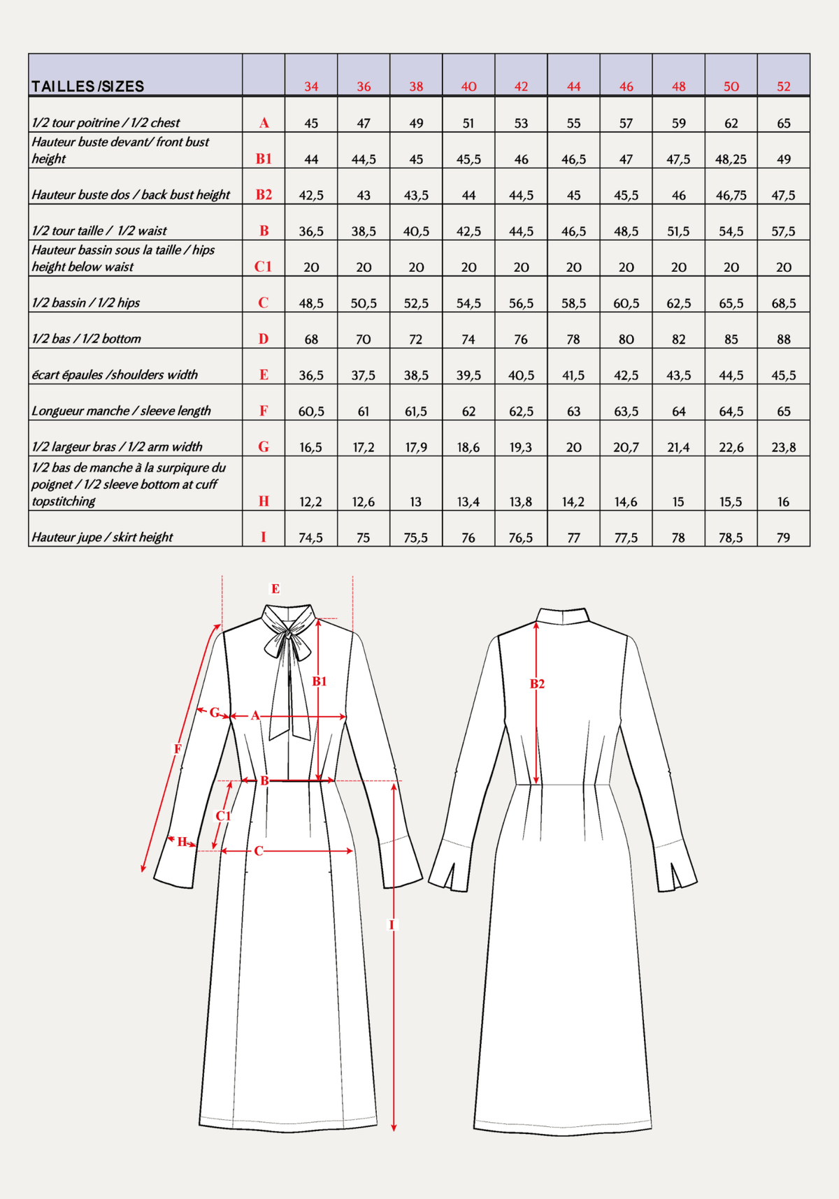 Patron couture robe Péninsule / PDF (A4, A3, A0, US Letter) - Cadres, Calques par Taille, Vidéoprojection - Maison Fauve