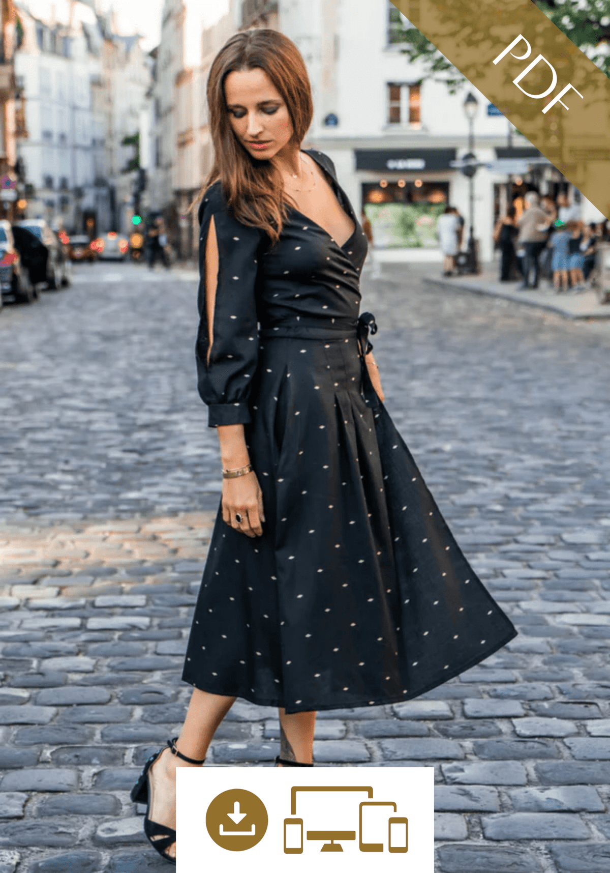 Patron couture robe portefeuille longue Tamara / PDF (A4, A3, A0, US Letter) – Tailles 34 à 56 – Cadres, Calques par Taille, Vidéoprojection - Maison Fauve