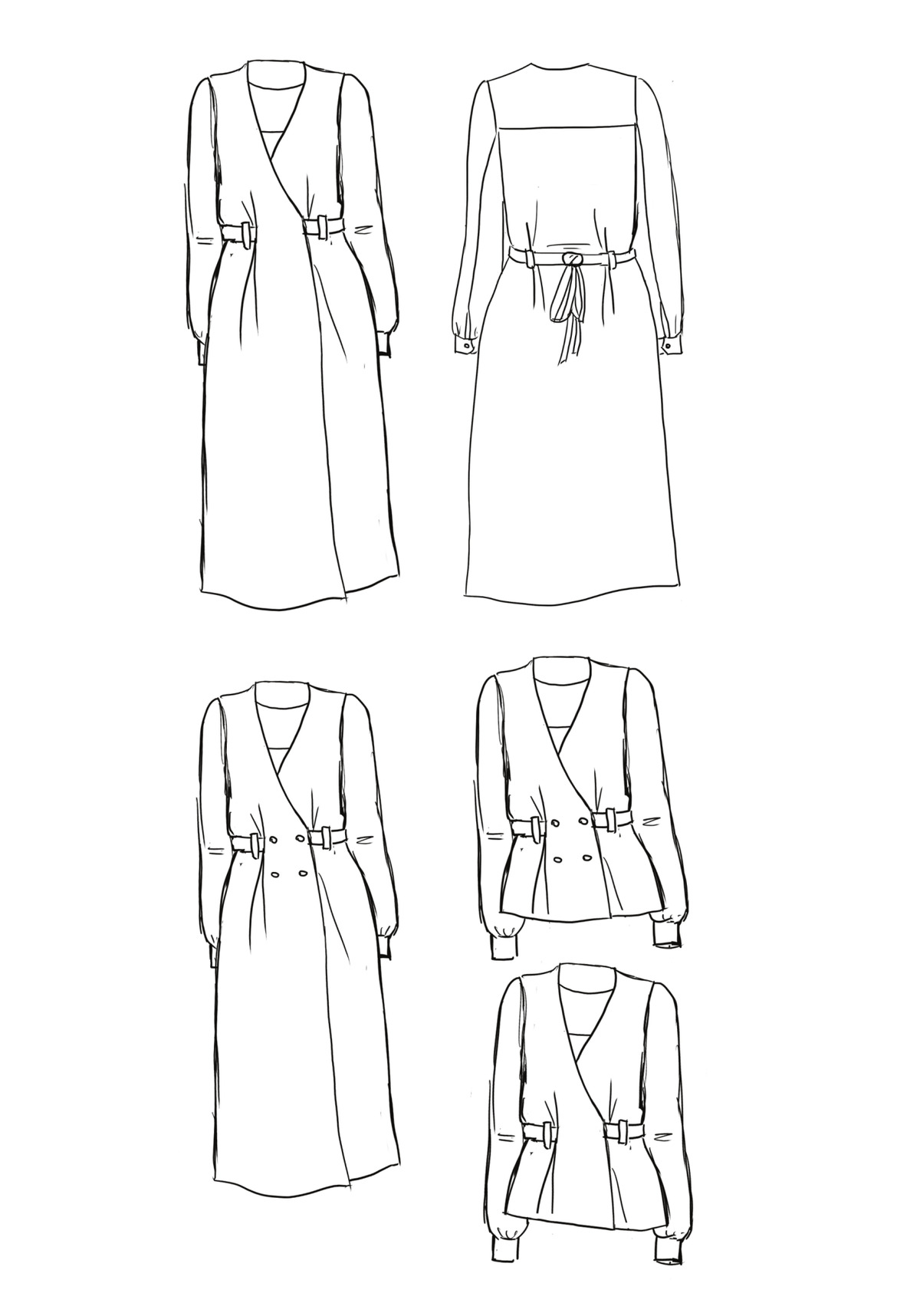 Patron couture robe portefeuille Soho / PDF (A4, A3, A0, US Letter) - Cadres, Calques par Taille, Vidéoprojection - Maison Fauve