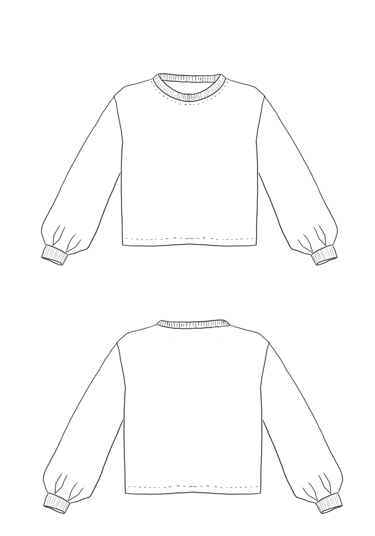 Patron couture sweat Granite / PDF (A4, A3, A0, US Letter) – Tailles 34 à 56 – Cadres, Calques par Taille, Vidéoprojection - Maison Fauve