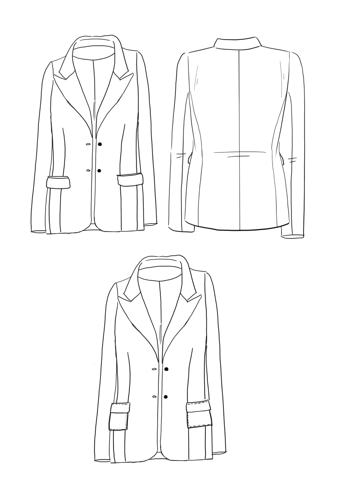 Patron couture veste blazer Manhattan / PDF (A4, A3, A0, US Letter) - Cadres, Calques par Taille, Vidéoprojection - Maison Fauve