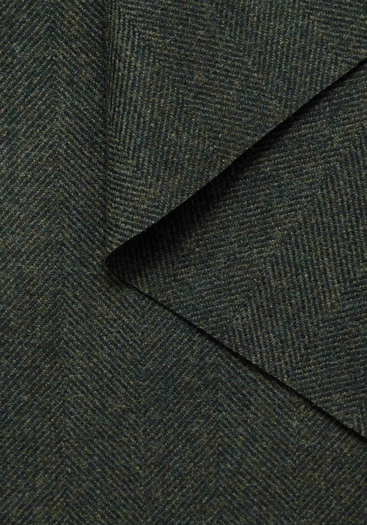 Tissu manteau en drap de laine double face à chevrons Vert Forêt - Maison Fauve