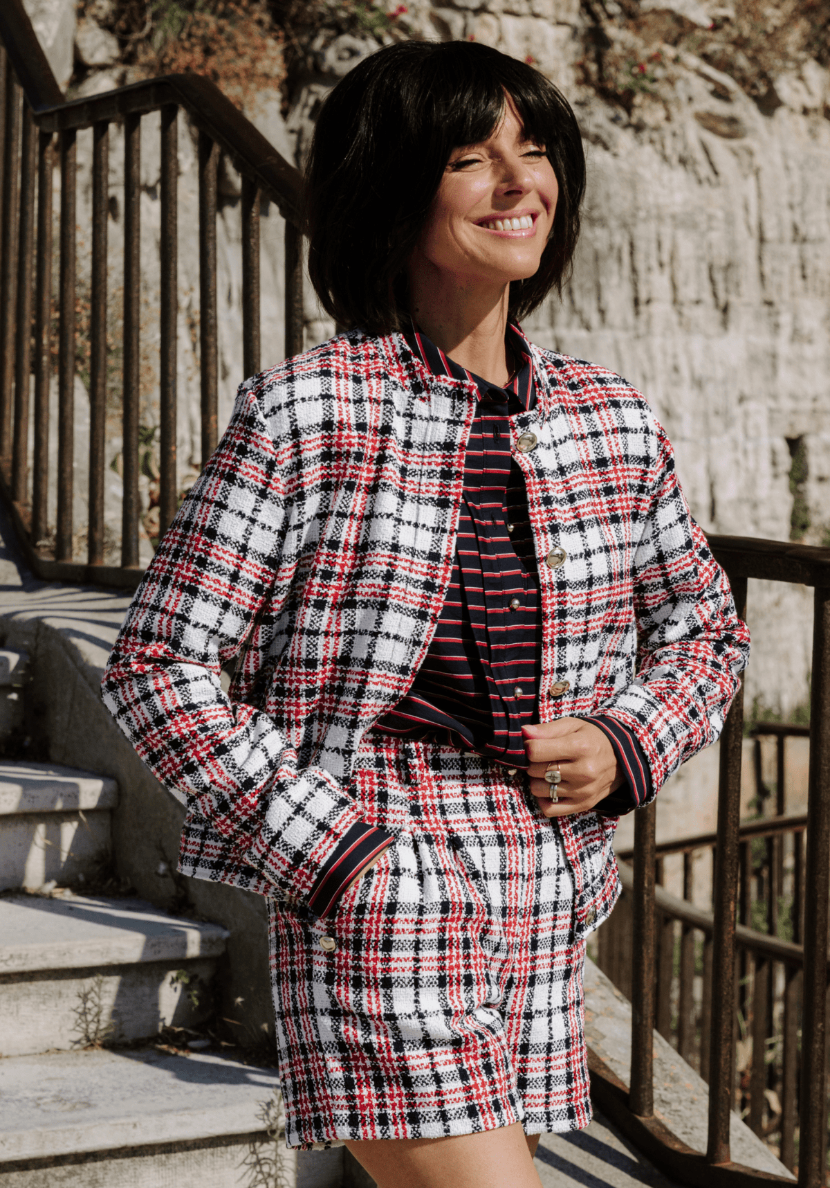 Tissu Tweed Bouclé Tartan - Laine & Coton - Maison Fauve