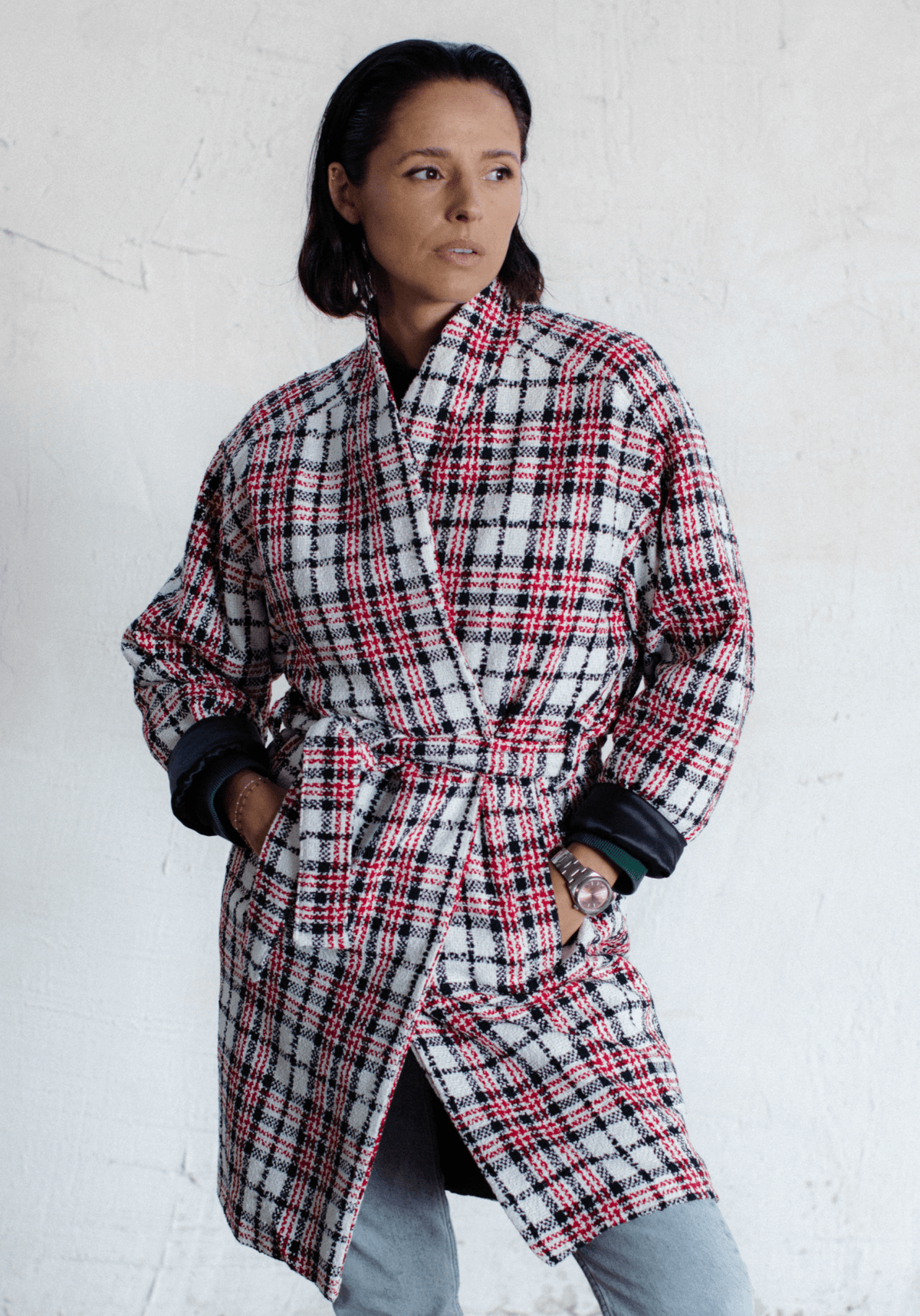Tissu Tweed Bouclé Tartan - Laine & Coton - Maison Fauve