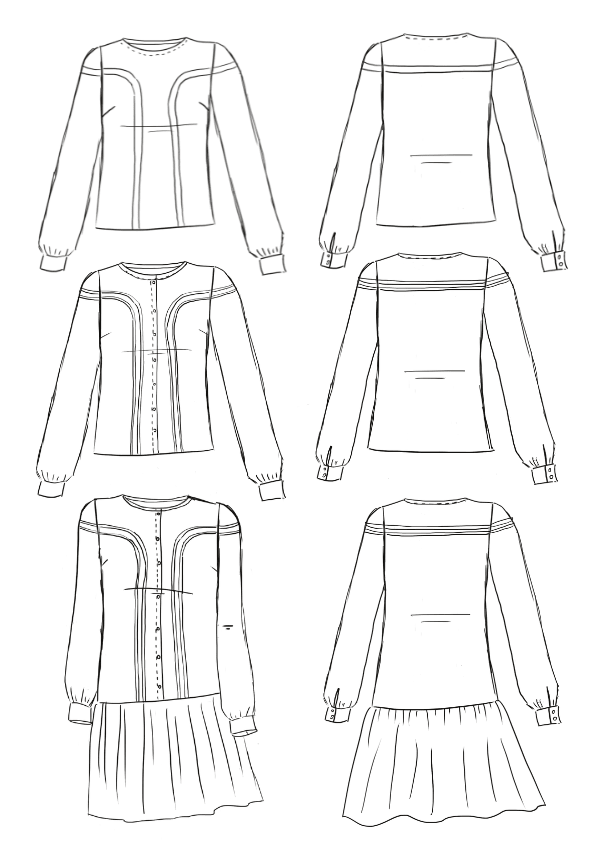 Patron blouse, robe Tribeca / PDF (A4, A3, A0, US Letter) - Cadres, Calques par Taille, Vidéoprojection - Maison Fauve