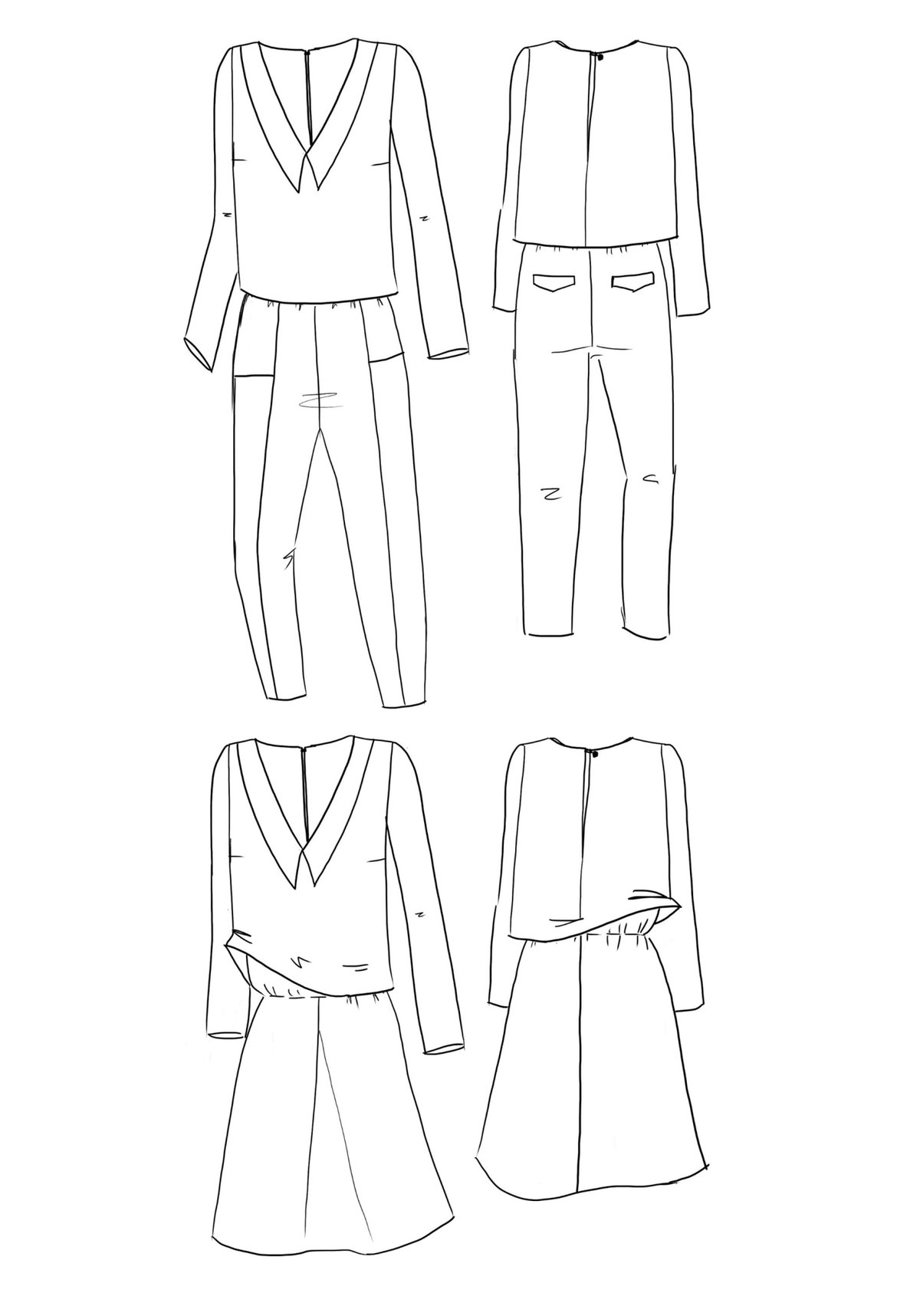 Patron couture combinaison, robe Faye / PDF (A4, A3, A0, US Letter) - Cadres, Calques par Taille, Vidéoprojection - Maison Fauve