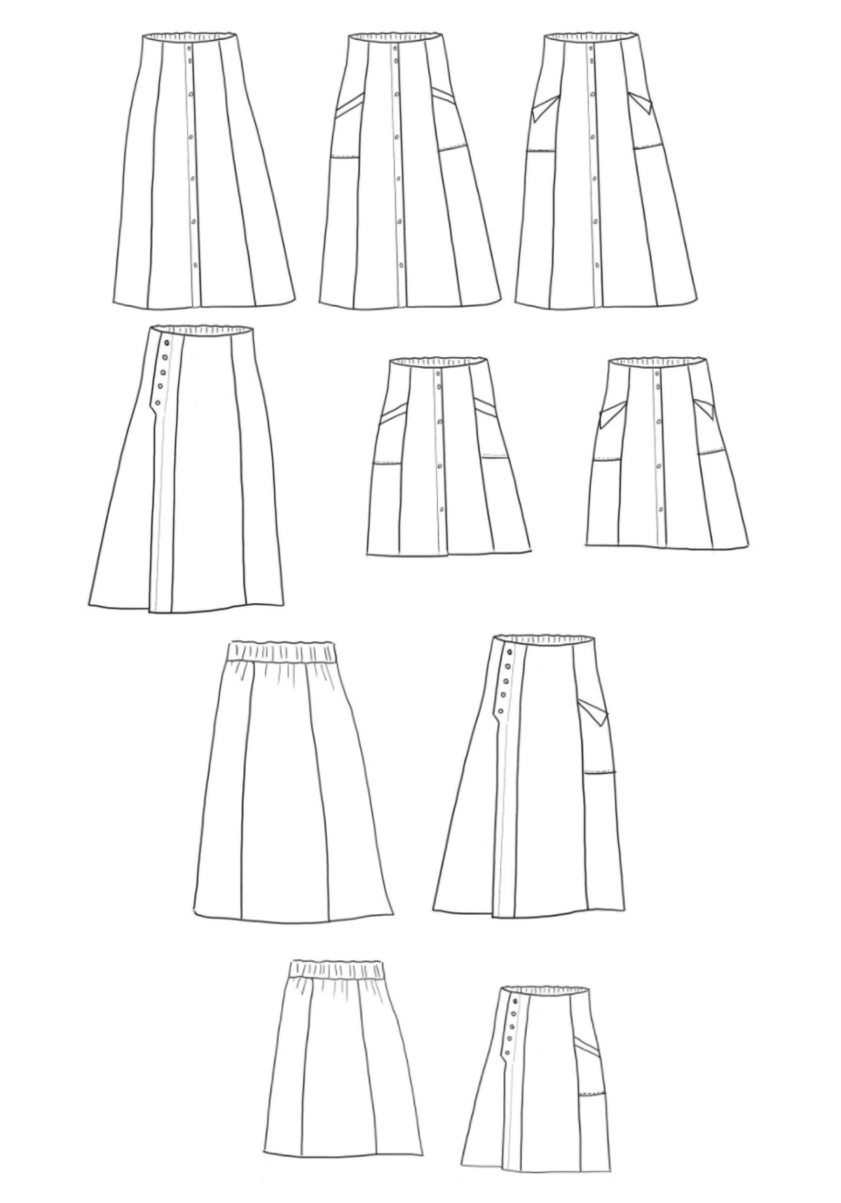 Patron couture jupe Kim / PDF (A4, A3, A0, US Letter) - Cadres, Calques par Taille, Vidéoprojection - Maison Fauve