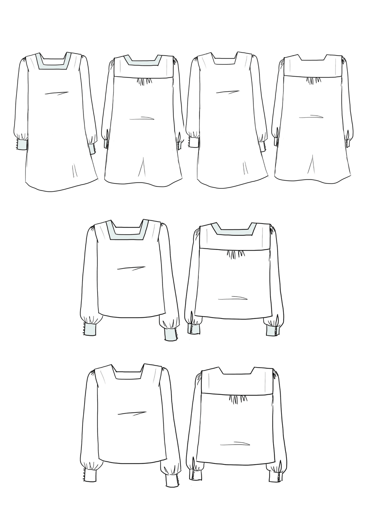 Patron couture robe, blouse Lauren / PDF (A4, A3, A0, US Letter) - Cadres, Calques par Taille, Vidéoprojection - Maison Fauve