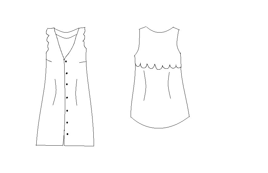 Patron couture robe, top à festons Bloom / PDF (A4, A3, A0, US Letter) - Cadres, Calques par Taille, Vidéoprojection - Maison Fauve
