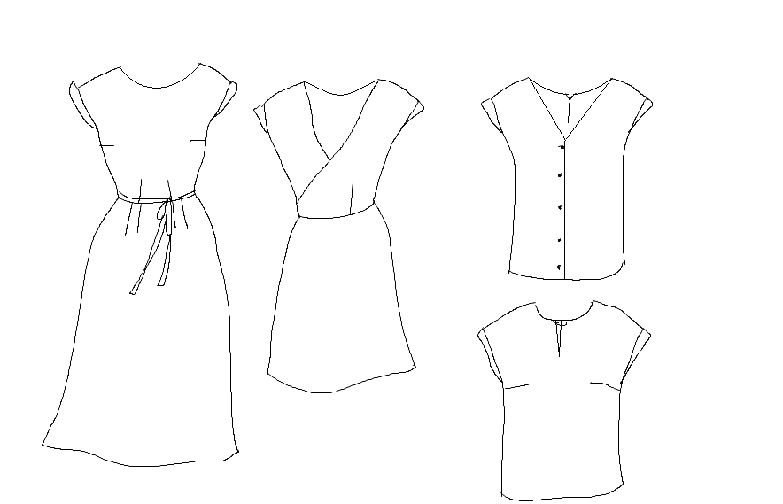 Patron couture robe, top Leaf / PDF (A4, A3, A0, US Letter) – Tailles 34 à 56 – Cadres, Calques par Taille, Vidéoprojection - Maison Fauve