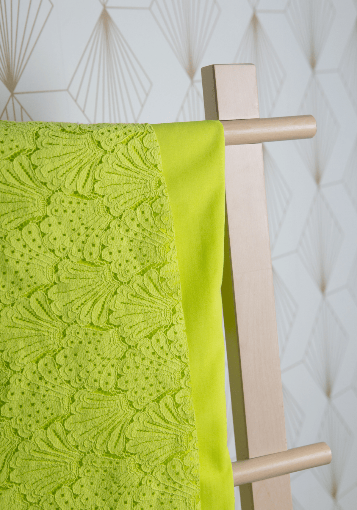 COUPON 150cm - Tissu dentelle Coquillage - Jaune Sulfure - Maison Fauve