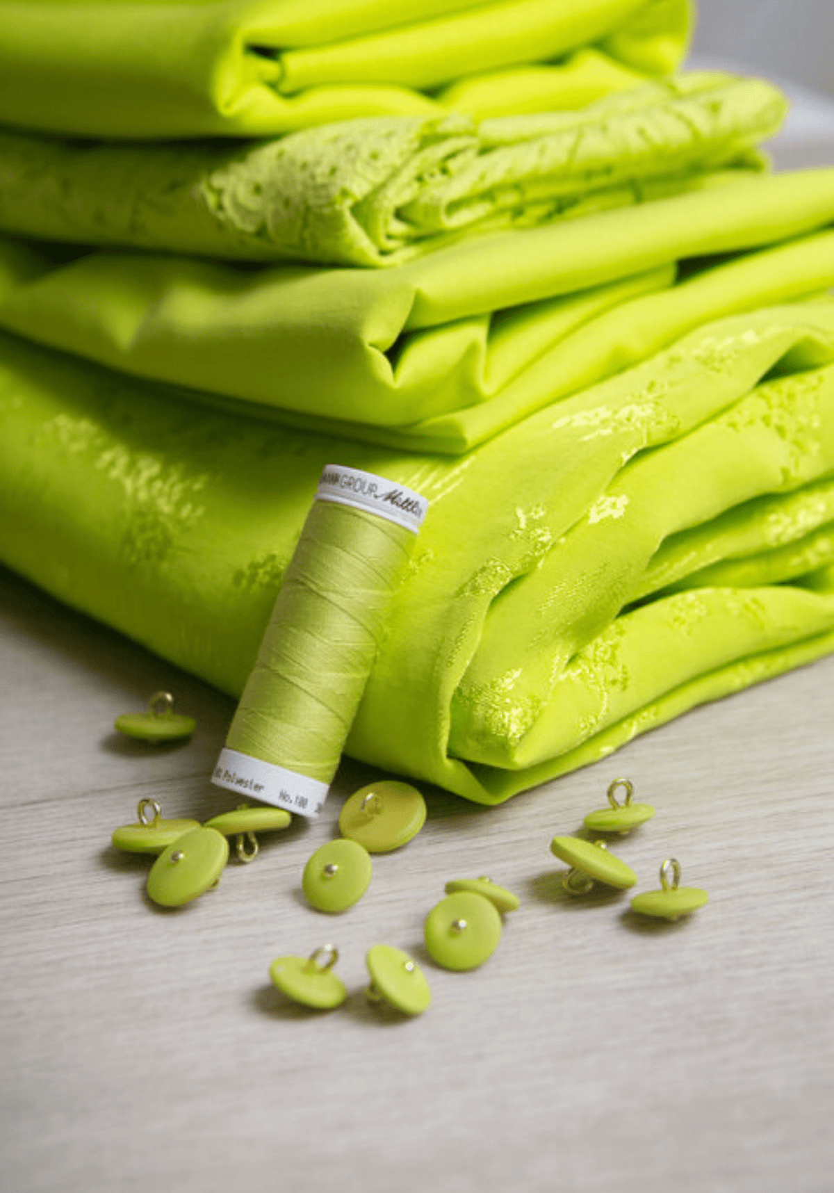 COUPON 150cm - Tissu dentelle Coquillage - Jaune Sulfure - Maison Fauve