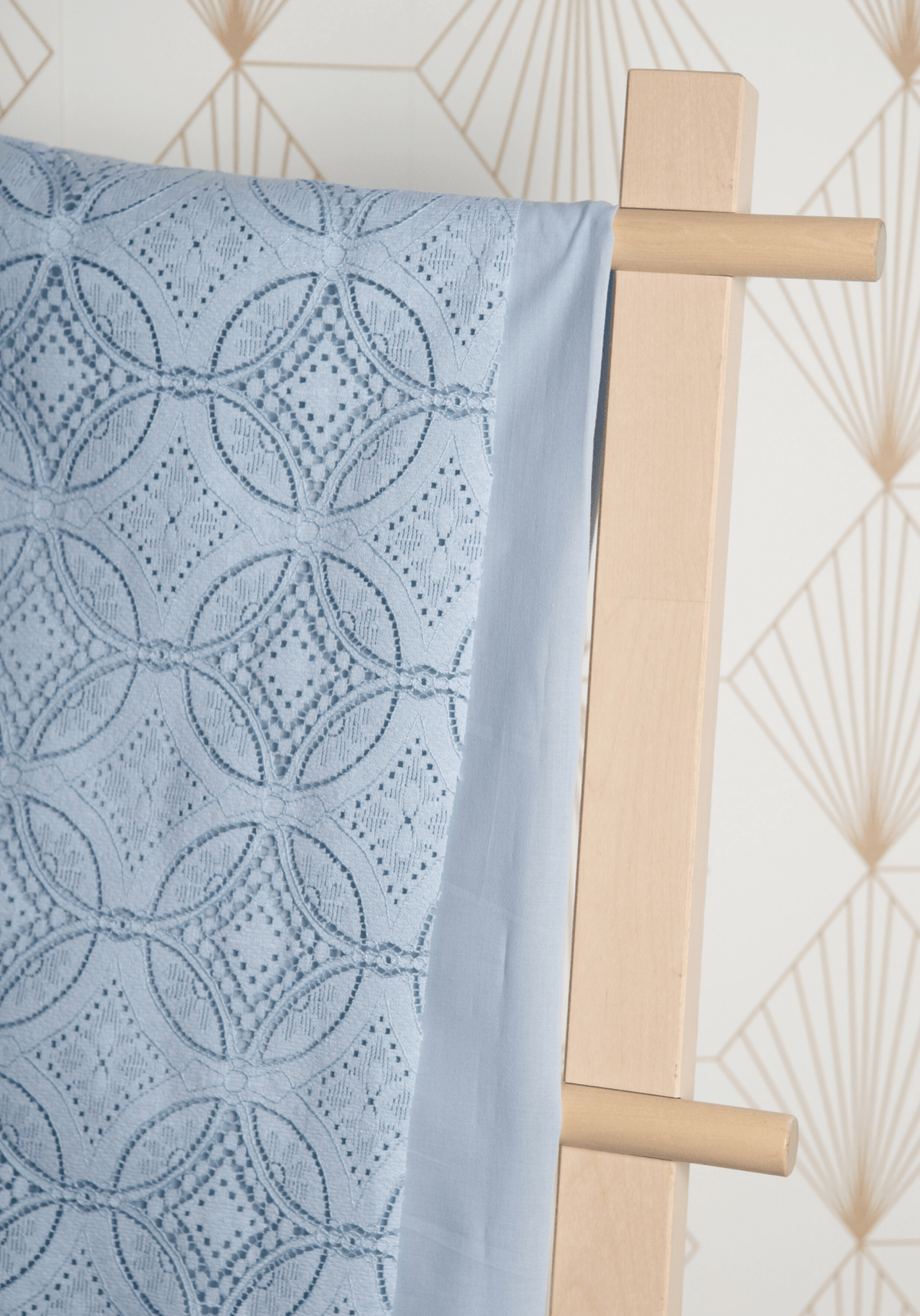 COUPON 30 cm - Tissu dentelle Botanica - Smoky Blue - Maison Fauve