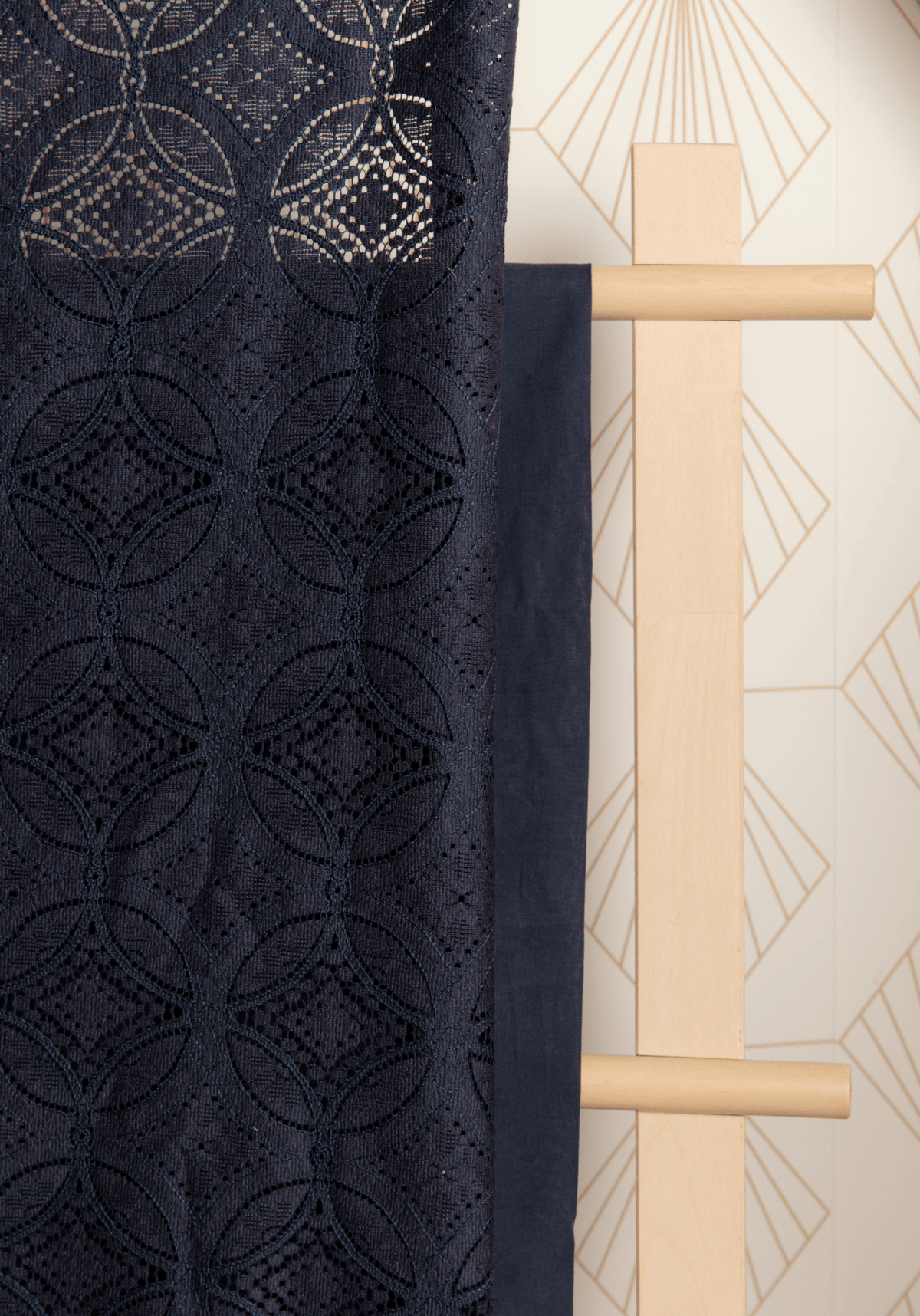 COUPON 30 cm - Tissu dentelle Botanica - Smoky Blue - Maison Fauve