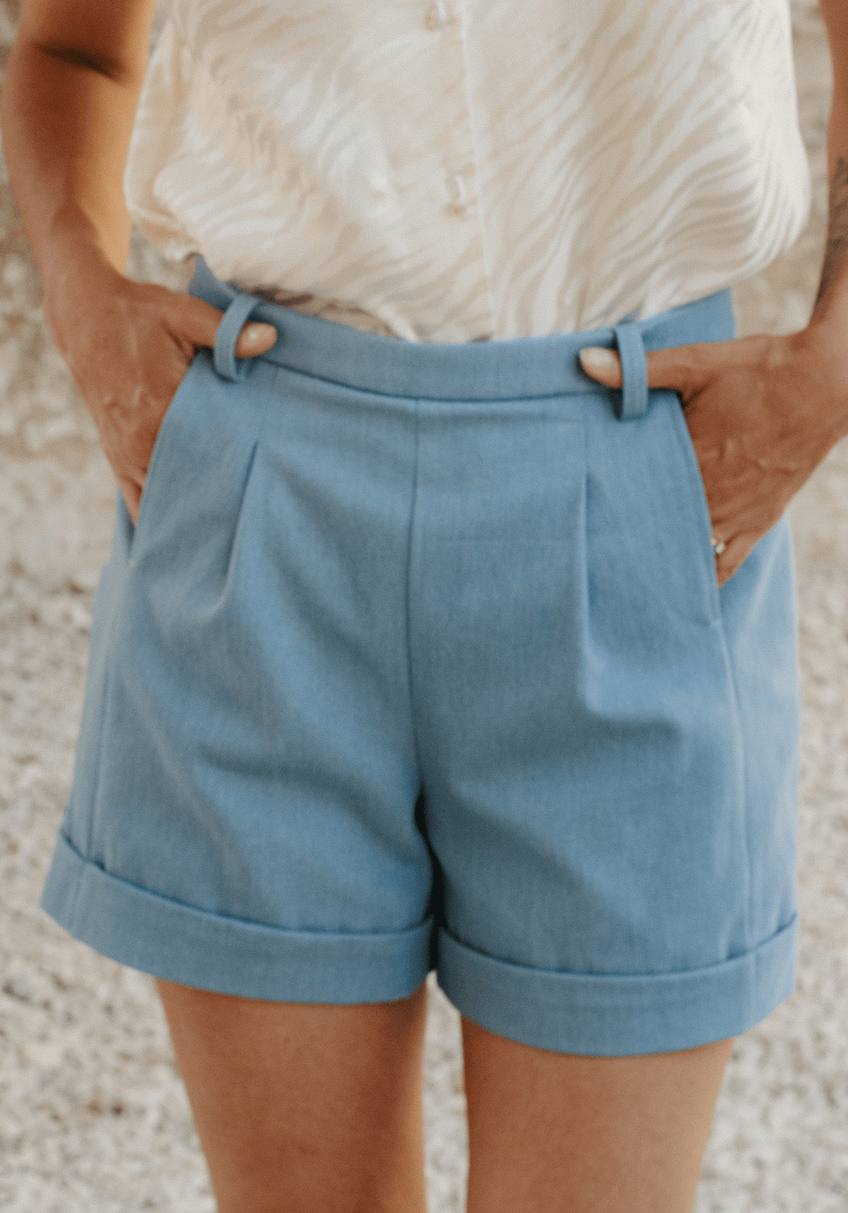 COUPON 60cm - Tissu jean bleu clair - Maison Fauve
