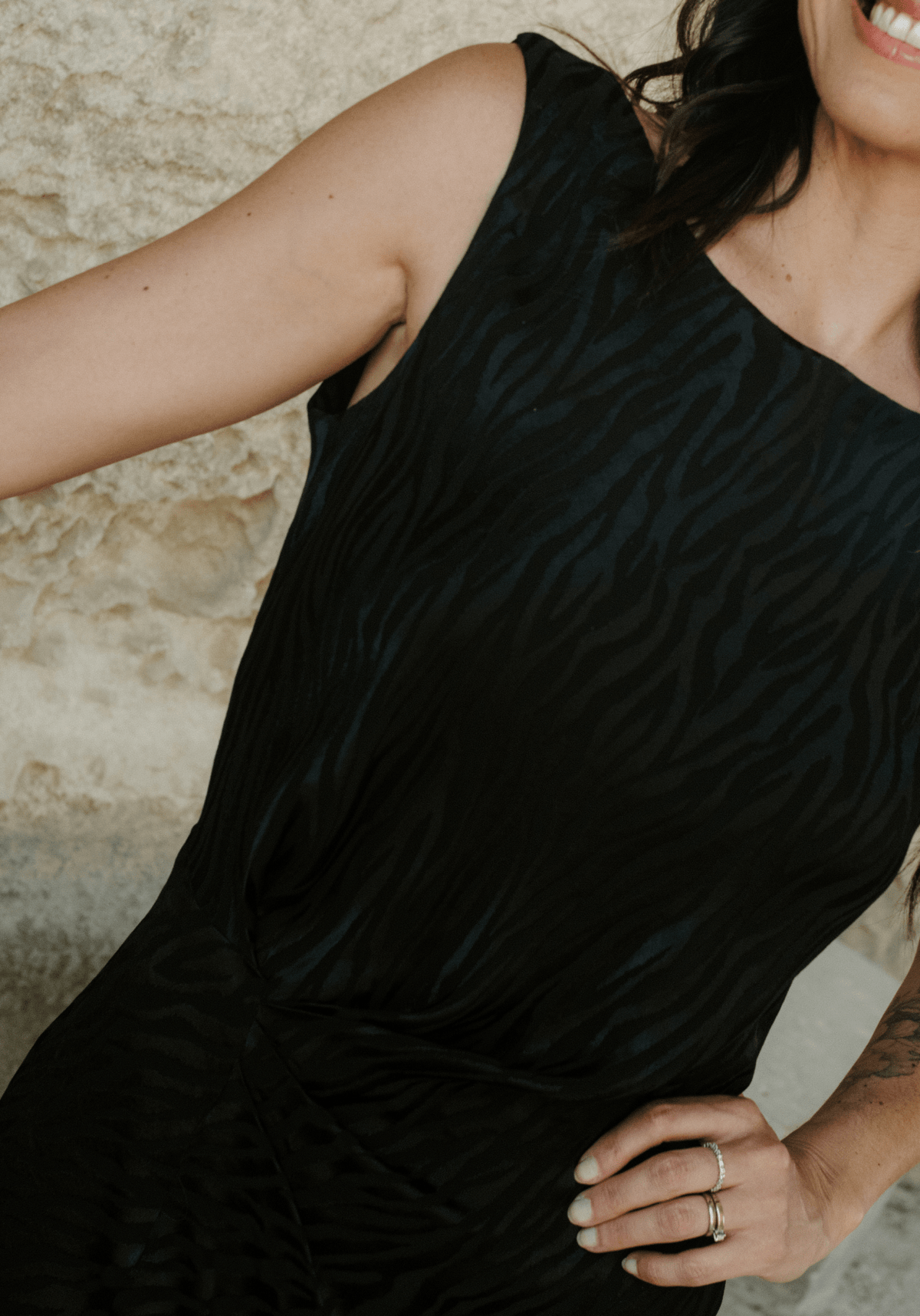 COUPON 90 CM Tissu jacquard de viscose Tiger - Noir - Maison Fauve
