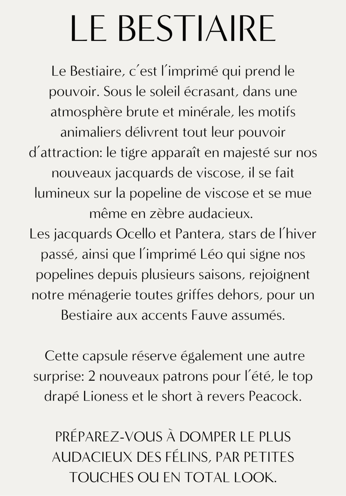 Le Lookbook de la capsule LE BESTIAIRE - Maison Fauve