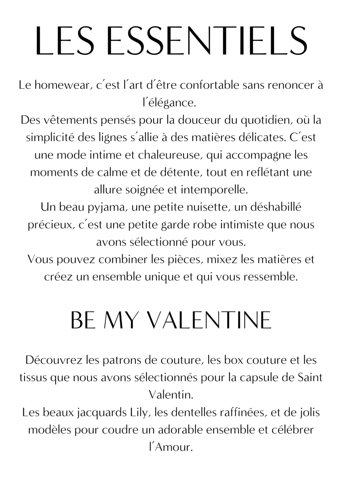 Le Lookbook de la collection de Saint - Valentin LES ESSENTIELS - Maison Fauve