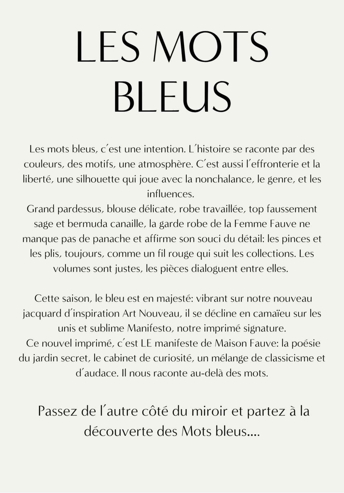 Le Lookbook de la collection Les Mots Bleus - Maison Fauve