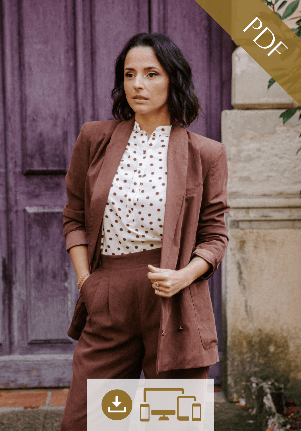 Patron couture blazer Mimosa / PDF (A4, A3, A0, US Letter) - Cadres, Calques par Taille, Vidéoprojection - Maison Fauve