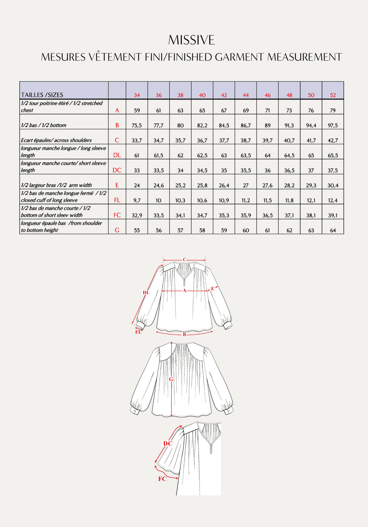Patron couture blouse Missive - Patron pochette - Maison Fauve